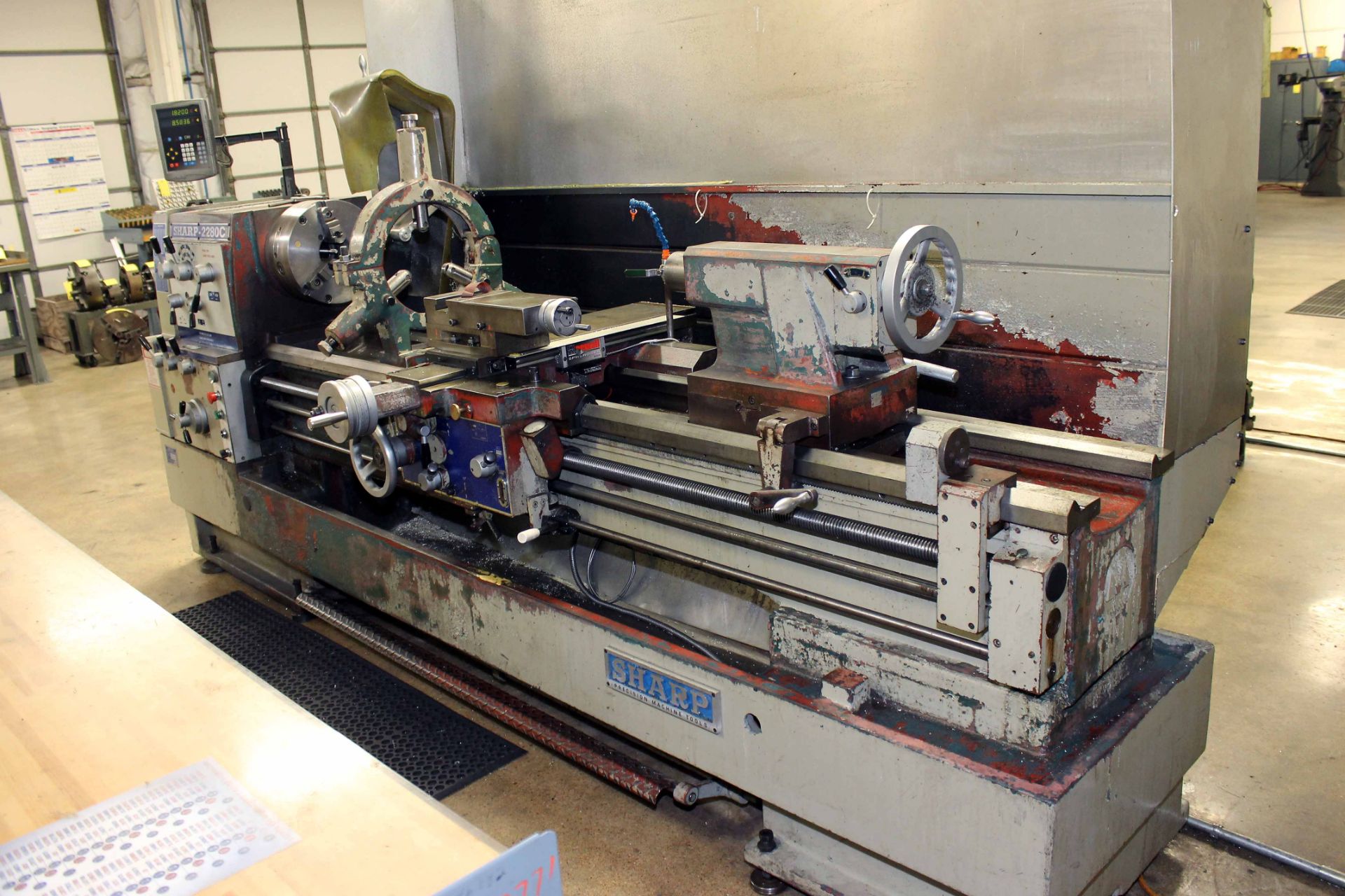 GAP BED ENGINE LATHE, SHARP 22" X 80" MDL. 2280X, spds: 15-1500 RPM, inch/metric thdng., taper - Image 2 of 2