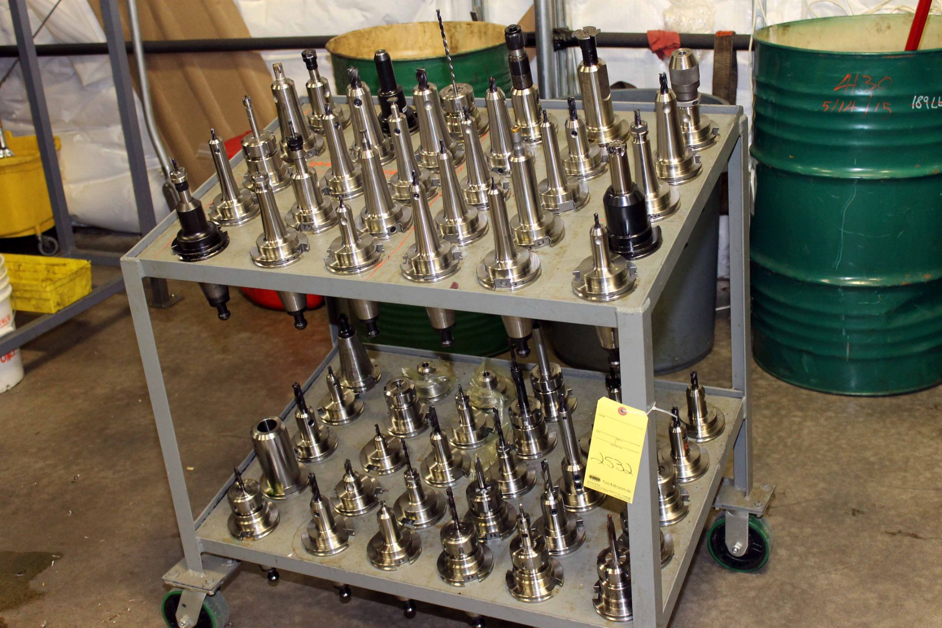 ROLLING CART, w/CAT-50 toolholders (approx. 60) & tooling, assorted