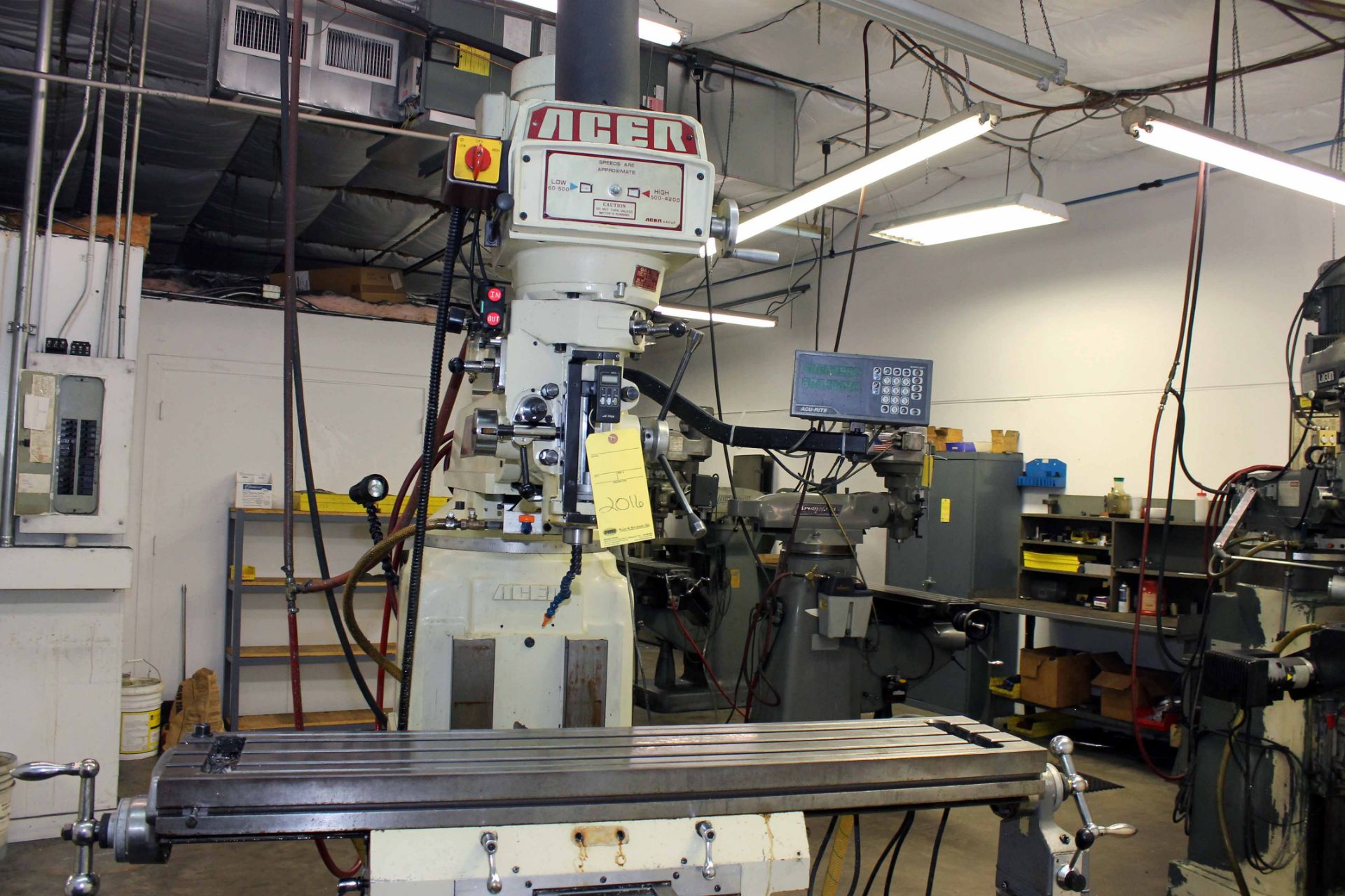 VERTICAL TURRET MILL, ACER ULTIMA MDL. 3VRH, 10" x 50" table, hardened & ground ways, 2-axis D.R.O., - Image 2 of 2