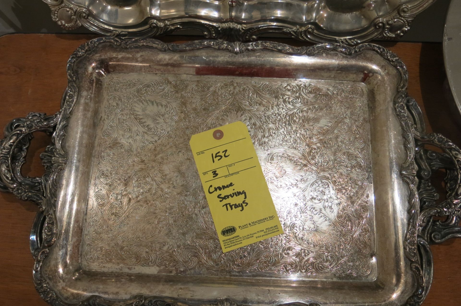 LOT OF SERVING TRAYS, silver, (3)