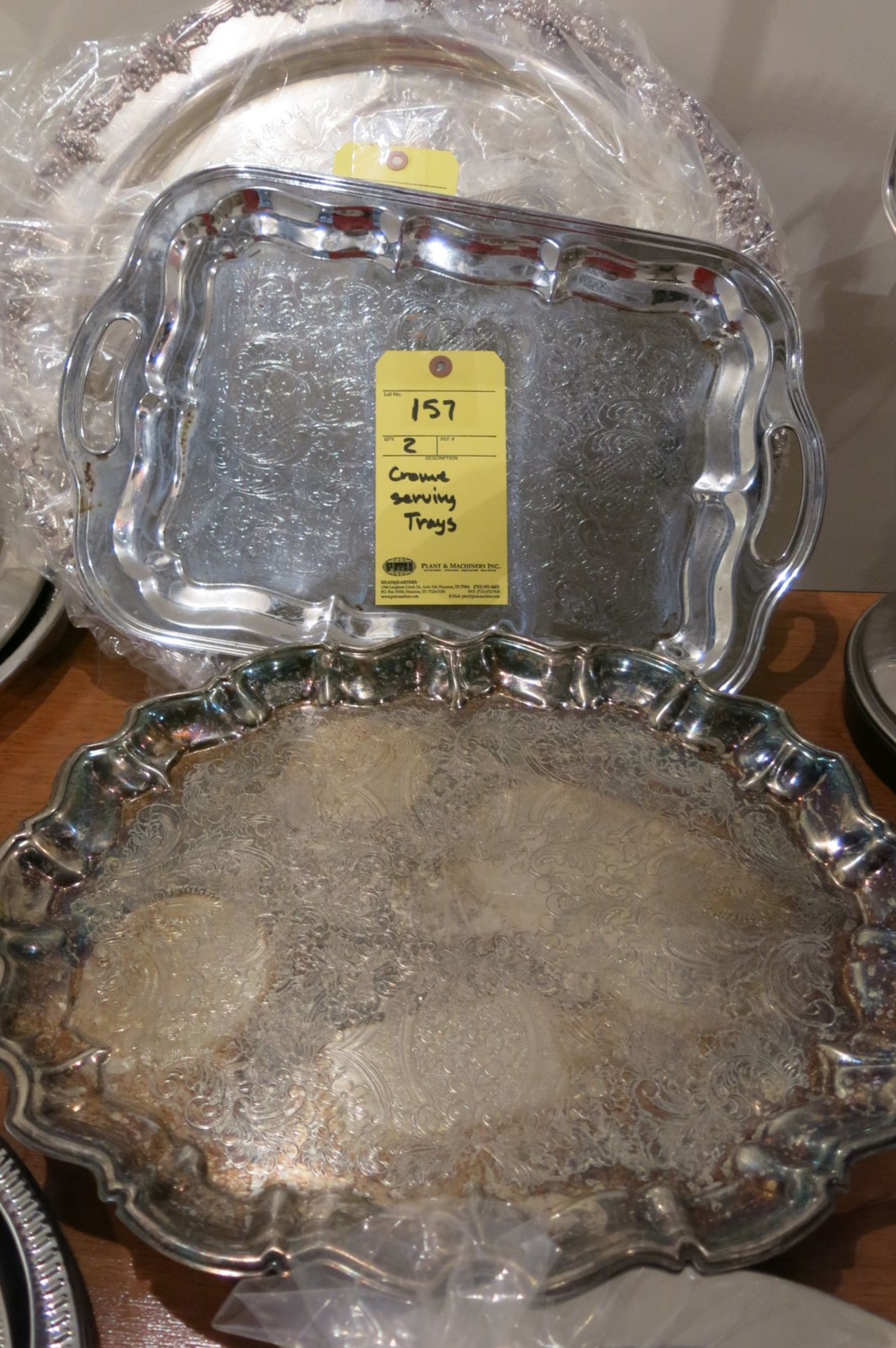 LOT OF SERVING TRAYS, silver, (2)