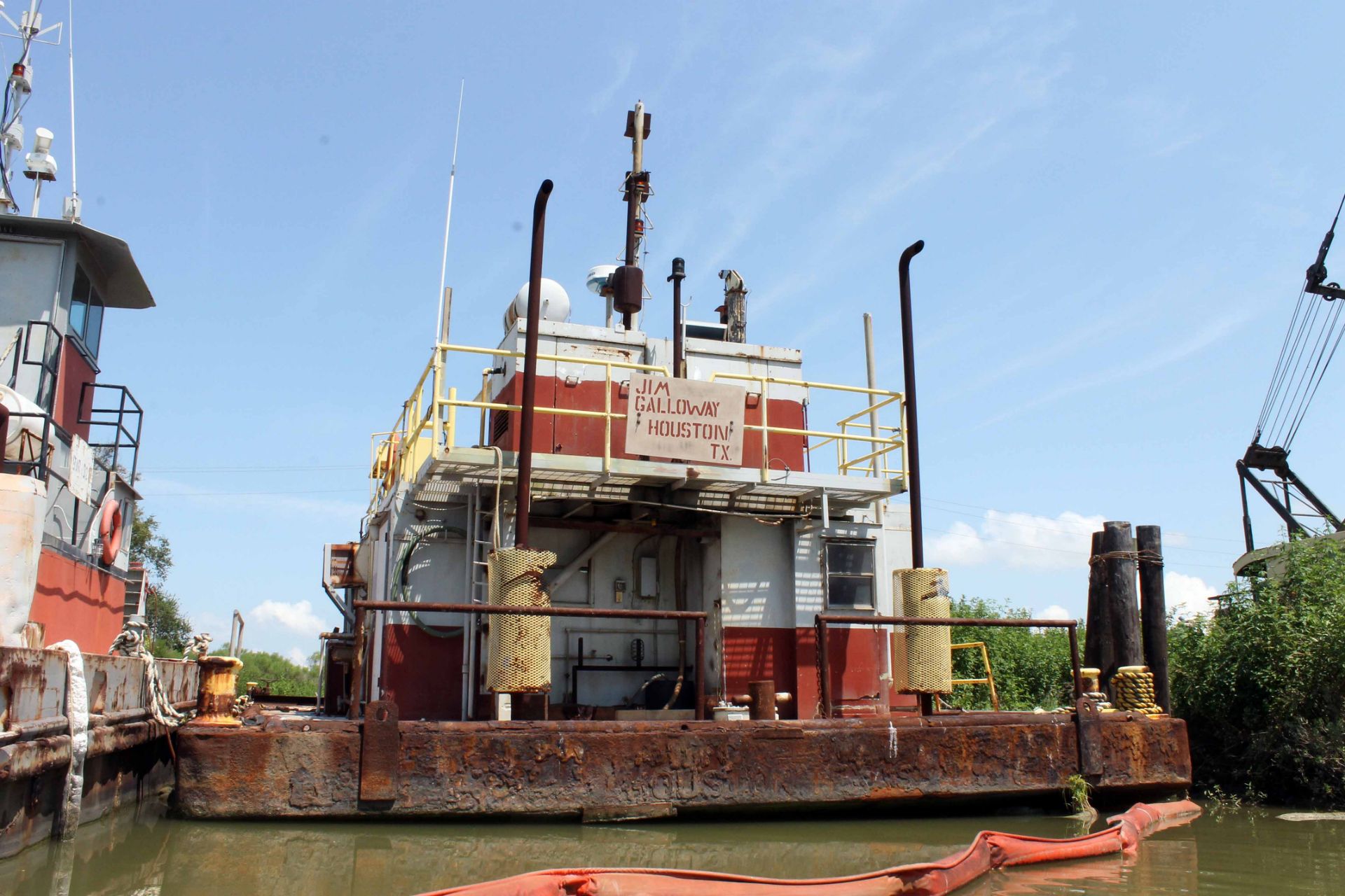 SELF PROPELLED WORK BARGE, M/V JIM GALLOWAY, built 1973, 30' W. x 87' L., 5'8" depth, steel hull,