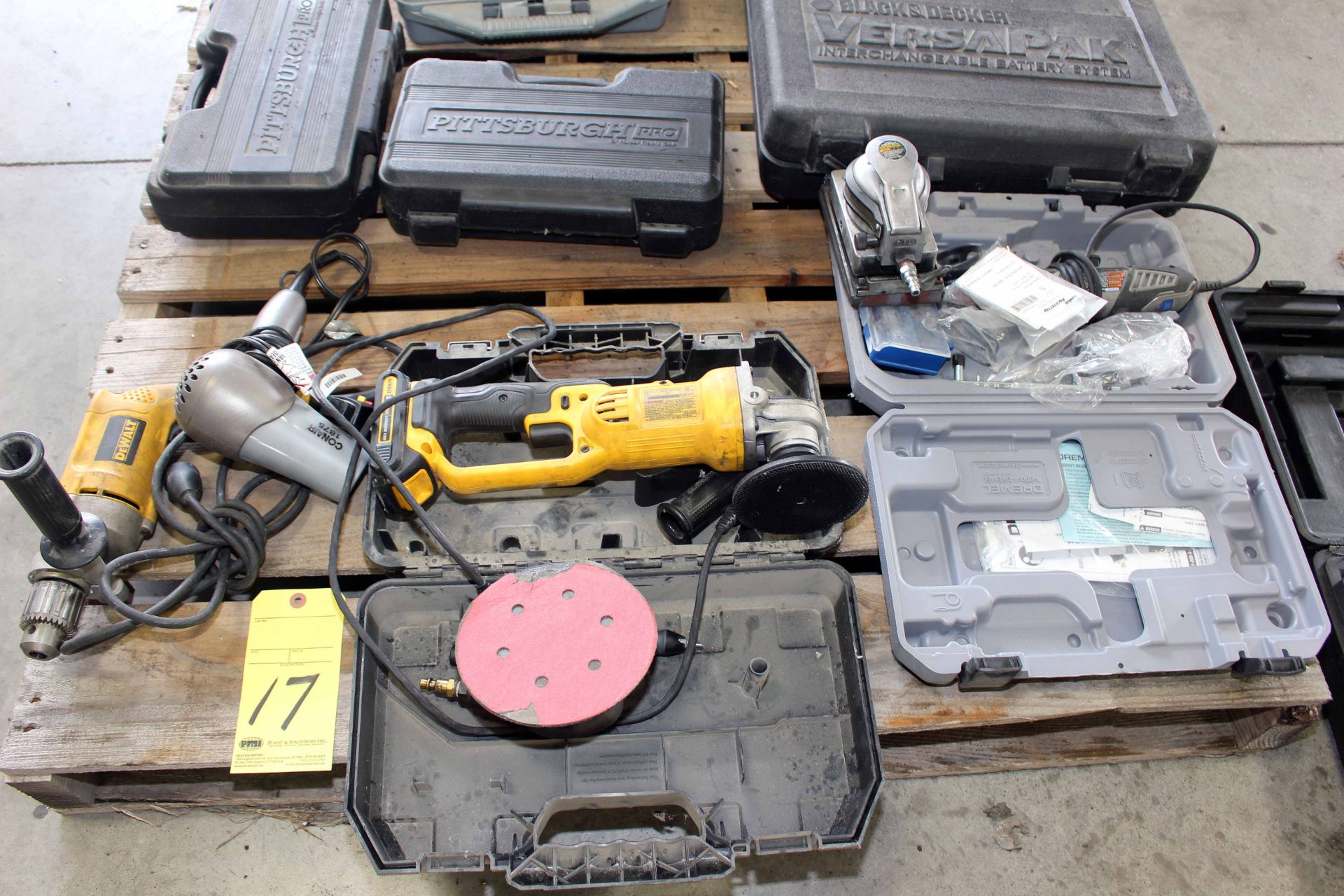 LOT OF HAND TOOLS, DRILL, SANDER, SOLDERING GUN