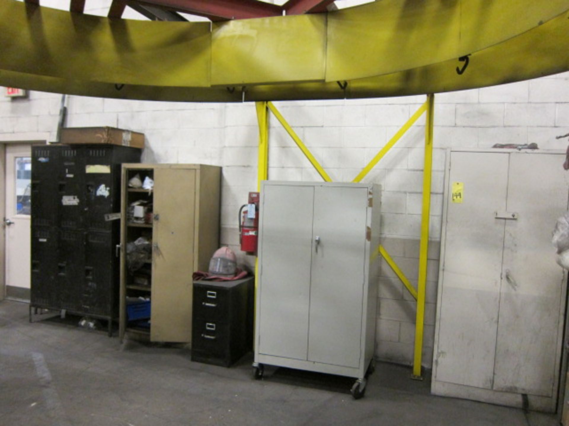 LOT CONSISTING OF CABINETS & METRO RACK w/paint supplies & LOCKER