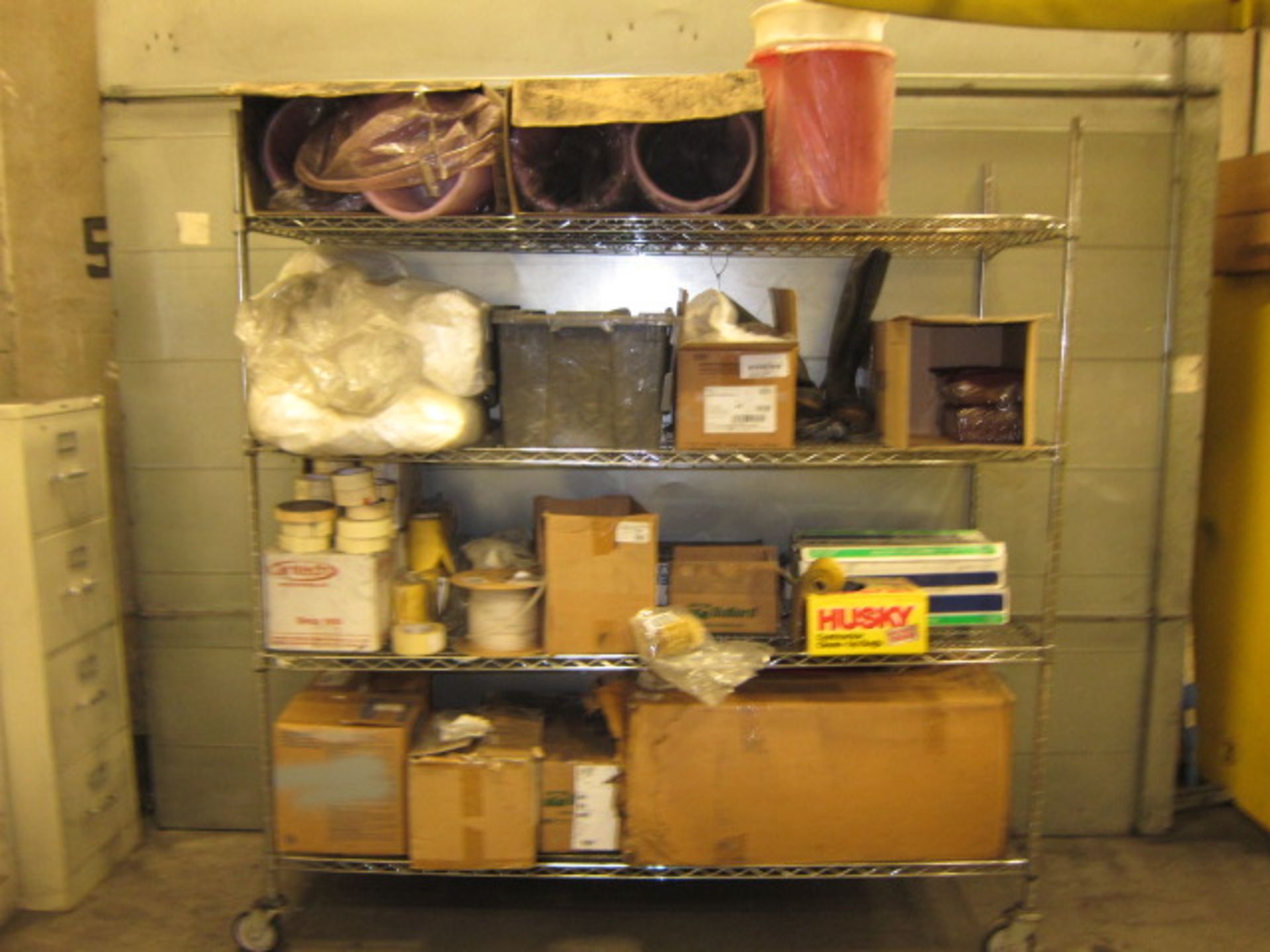LOT CONSISTING OF CABINETS & METRO RACK w/paint supplies & LOCKER - Image 2 of 2