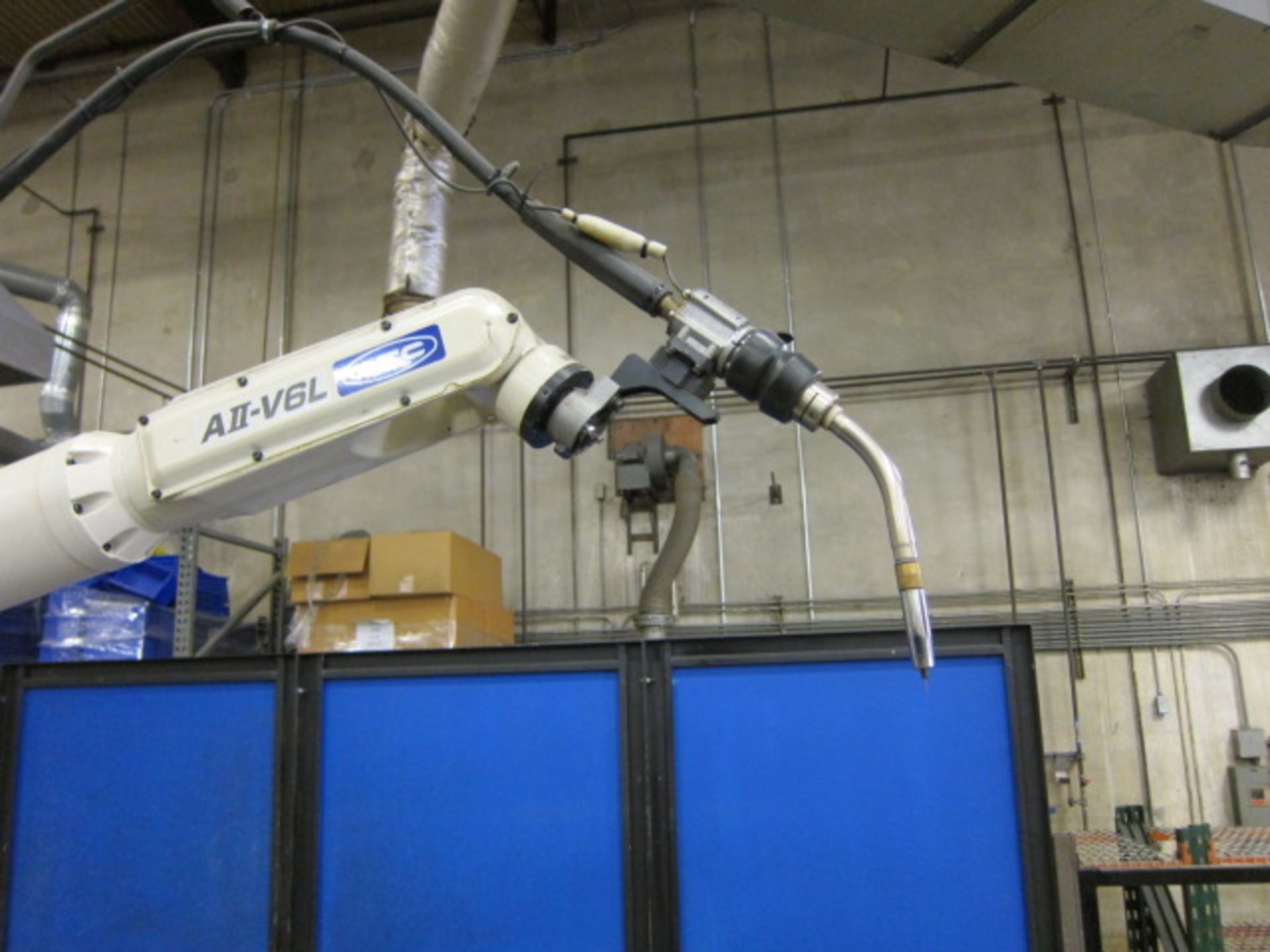 CNC ROBOTIC WELDING SYSTEM, OTC MDL. AII-V6L, new 2/2011, (2) 28" dp. x 95"W. weld fixture tables, - Image 3 of 14