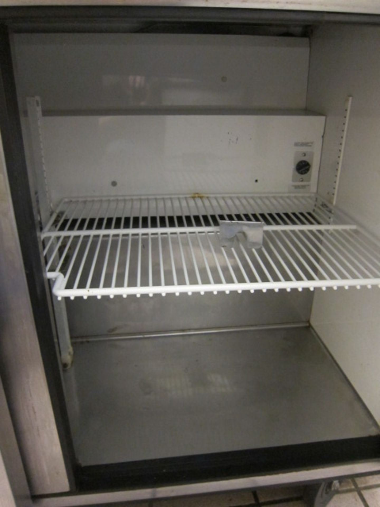 STAINLESS STEEL CAFETERIA LINE w/tray rail, built-in steam table pans & salad station - Image 10 of 10