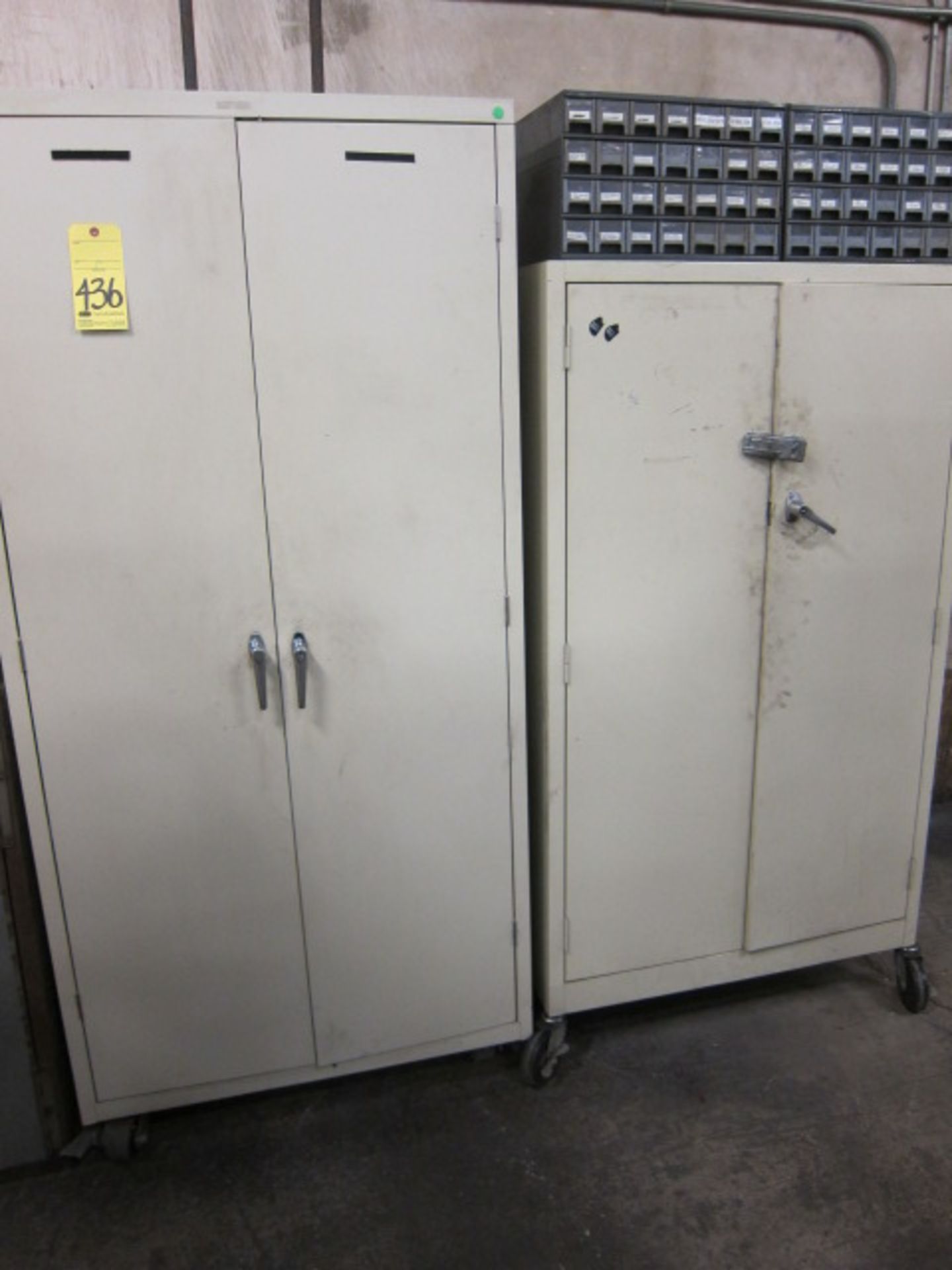LOT OF ROLL-AROUND FILE CABINETS (2), 2-door, w/contents & parts trays