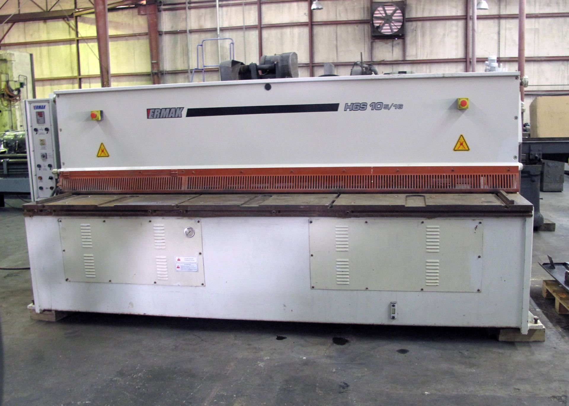 HYDRAULIC SQUARING SHEAR, ERMAK 10' X 5/16" MDL. HGS, new 2007, 120" cutting length, 5/16" mild - Image 3 of 7