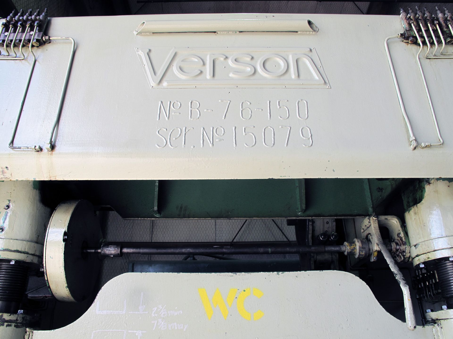 MECHANICAL PRESS, VERSON 150 T. CAP. MDL. B-76, 3" stroke, 12" shut height, 5" adj., 30 SPM, 96" x - Image 11 of 11