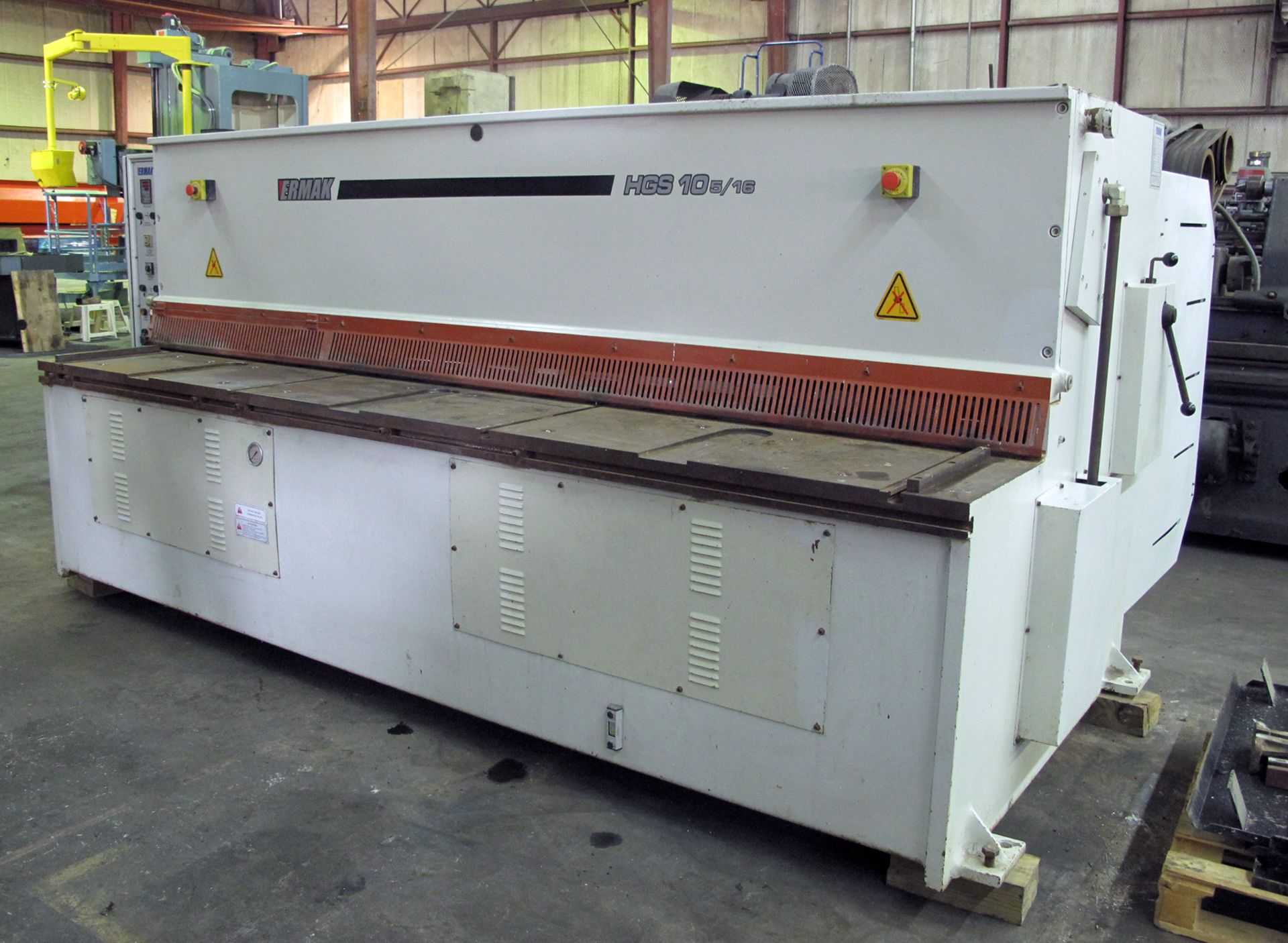 HYDRAULIC SQUARING SHEAR, ERMAK 10' X 5/16" MDL. HGS, new 2007, 120" cutting length, 5/16" mild - Image 2 of 7