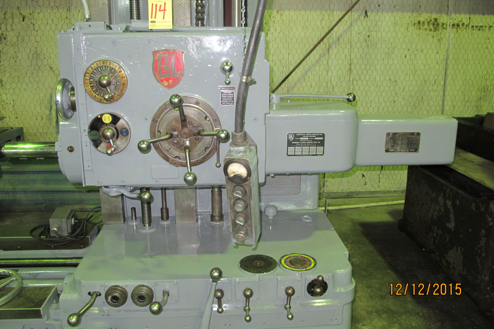 HORIZONTAL BORING MILL, GIDDINGS & LEWIS 3" MDL. 300-T, 3" spdl. dia., No. 5 MT spdl. taper, 36" x - Image 2 of 5