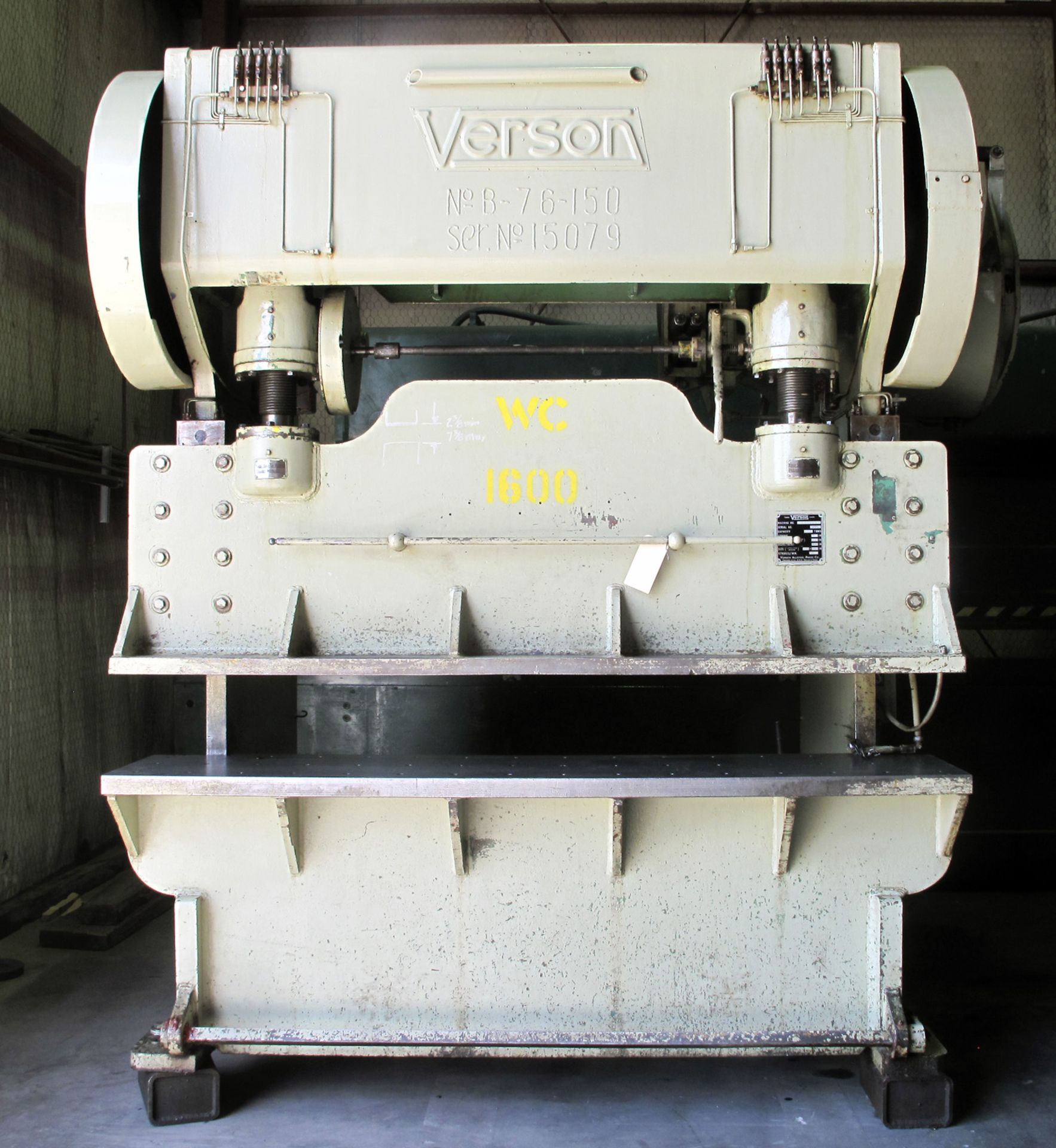 MECHANICAL PRESS, VERSON 150 T. CAP. MDL. B-76, 3" stroke, 12" shut height, 5" adj., 30 SPM, 96" x