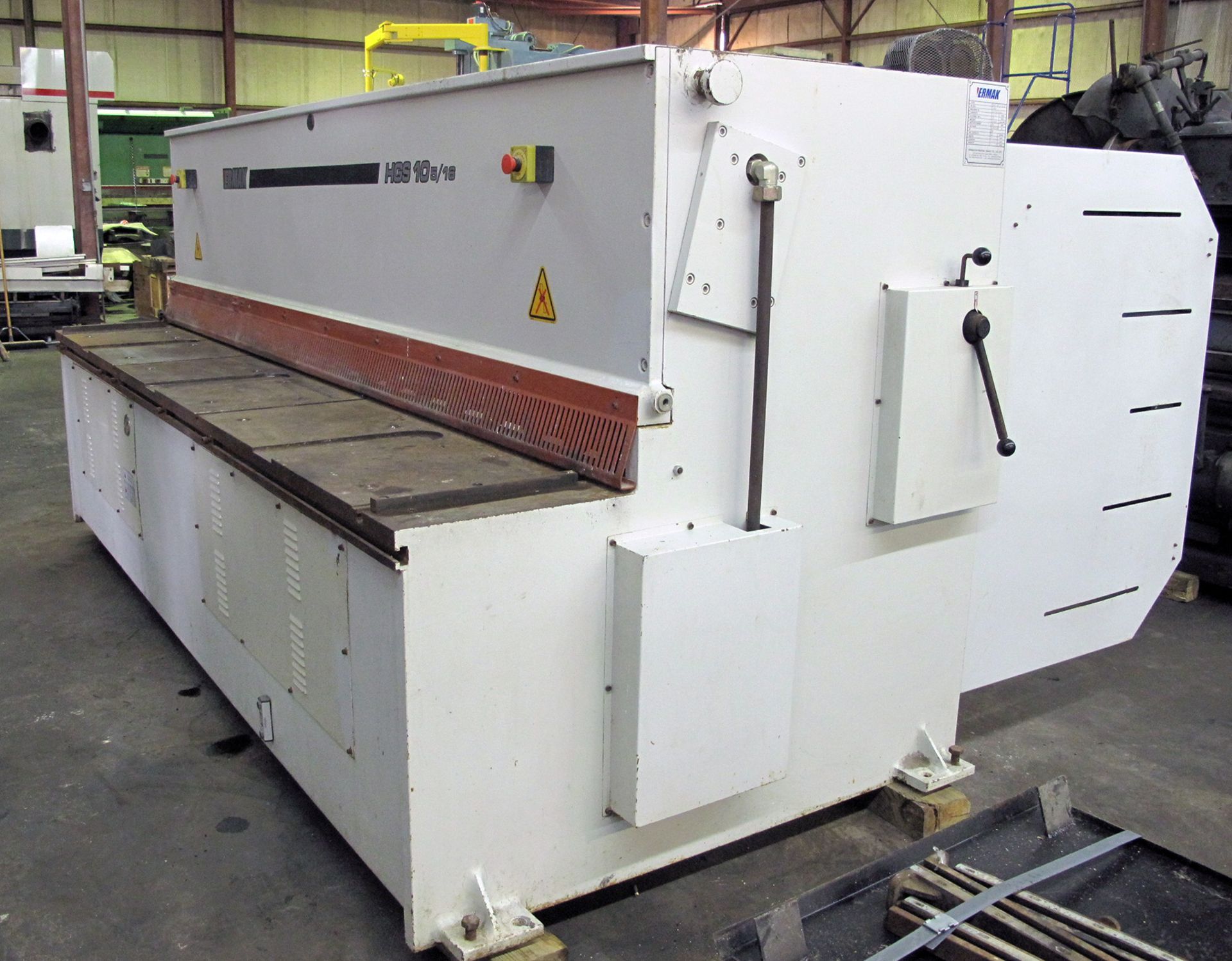 HYDRAULIC SQUARING SHEAR, ERMAK 10' X 5/16" MDL. HGS, new 2007, 120" cutting length, 5/16" mild - Image 4 of 7