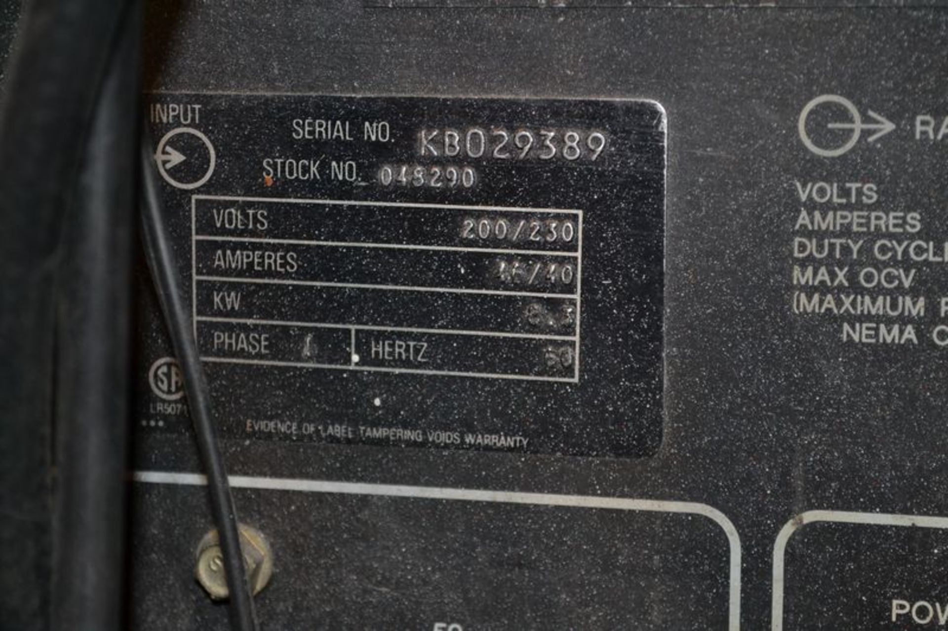 1991 MILLER MILLERMATIC 200 WIRE WELDER, S/N KB029389 - Image 2 of 2