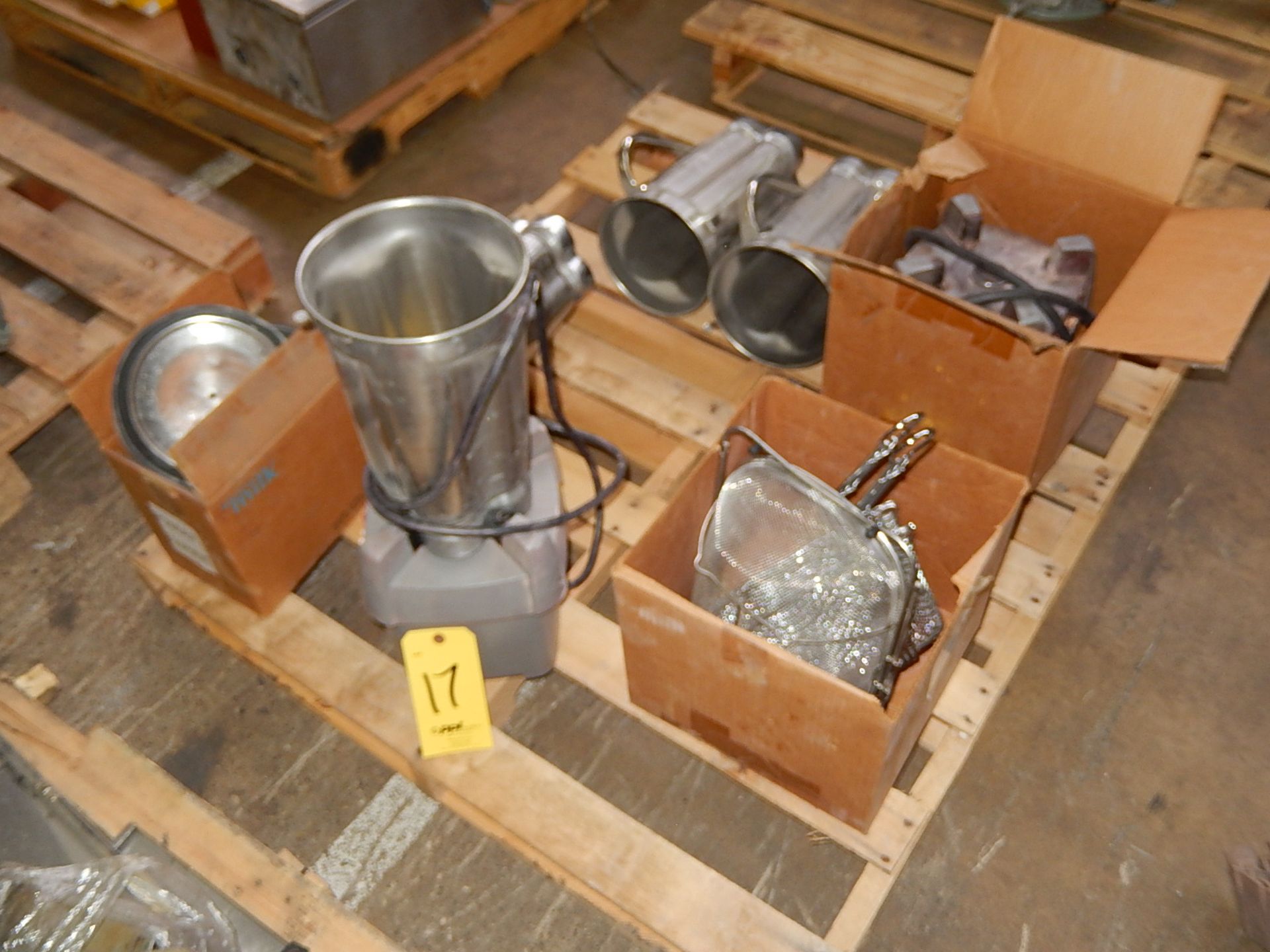 LOT: (2) Commercial Blenders, (4) Stainless Steel Bottles with Covers on Pallet