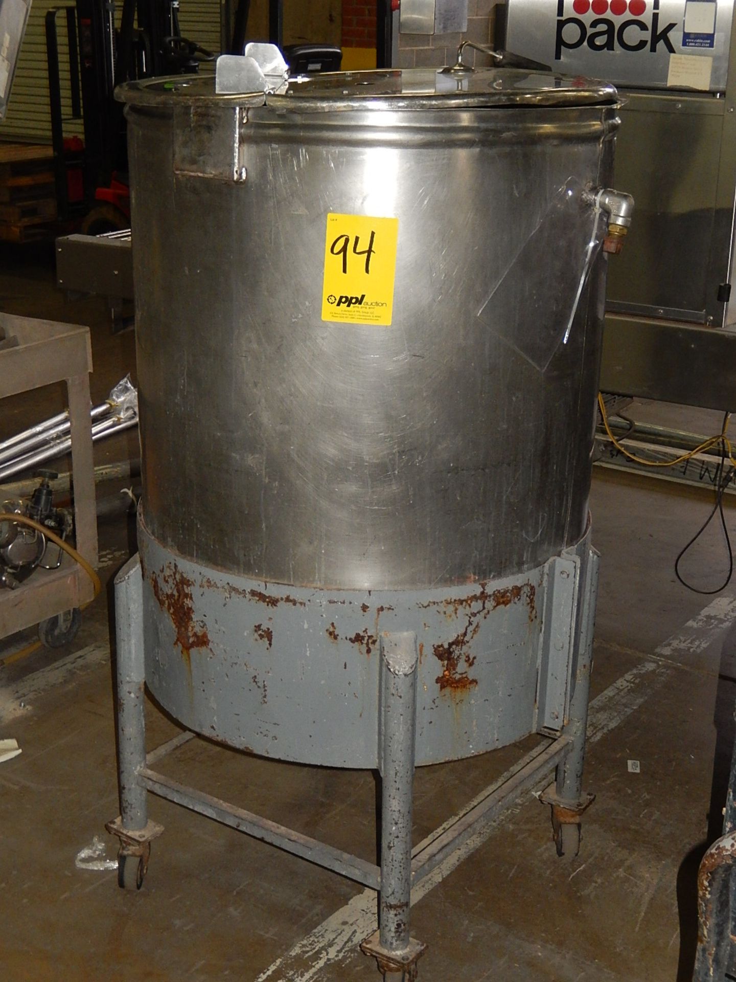 Stainless Steel Holding Tank, 100 Gallon (est.), 30 in. Wide x 36 in. High (est.)