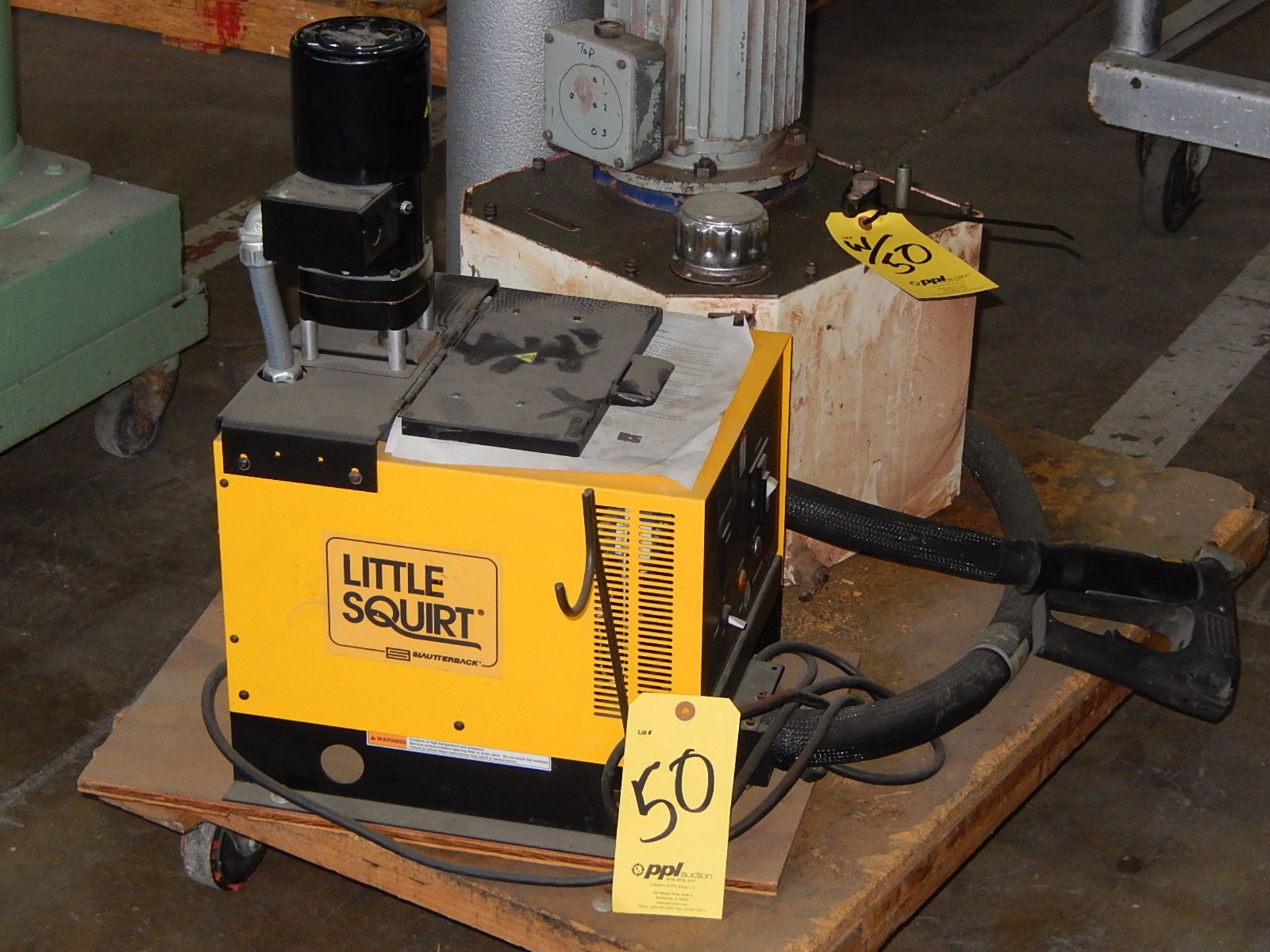 LOT: (1) Little Squirt Model LS-10 Hot Melt Glue System, (1) Hydraulic Power Pack, (1) Cart