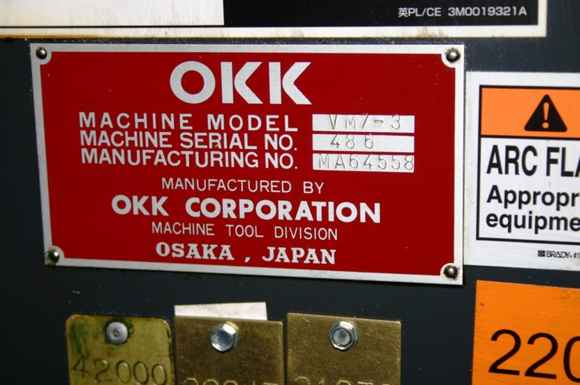 OKK Model VM7-III CNC 3-Axis 50 Taper Vertical Machining Center, S/N 486, New 2004 - Image 8 of 8