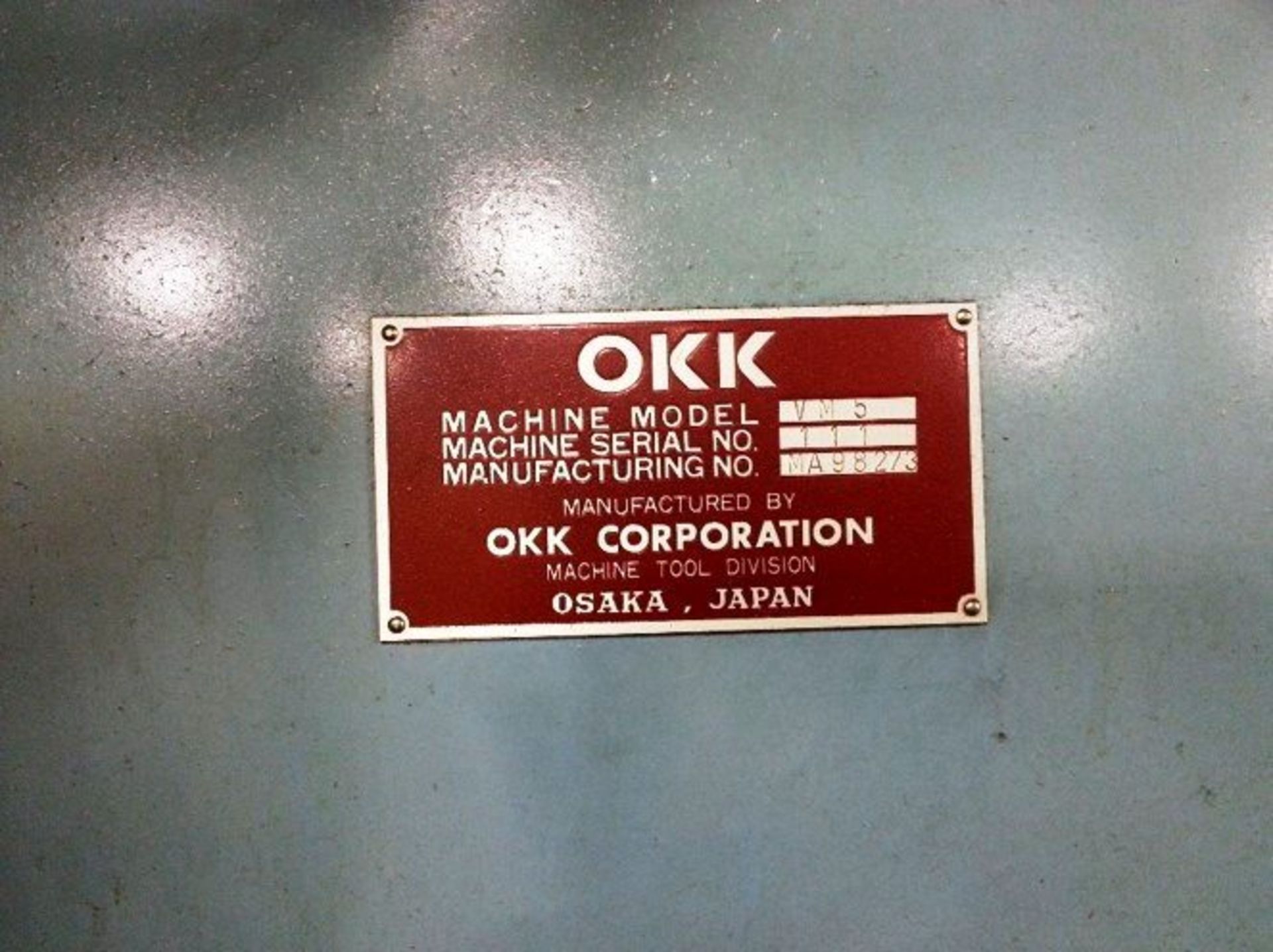 OKK Model VM5-II CNC 3-Axis 40 Taper Vertical machining Center, S/N 111, New 1997 - Image 7 of 7