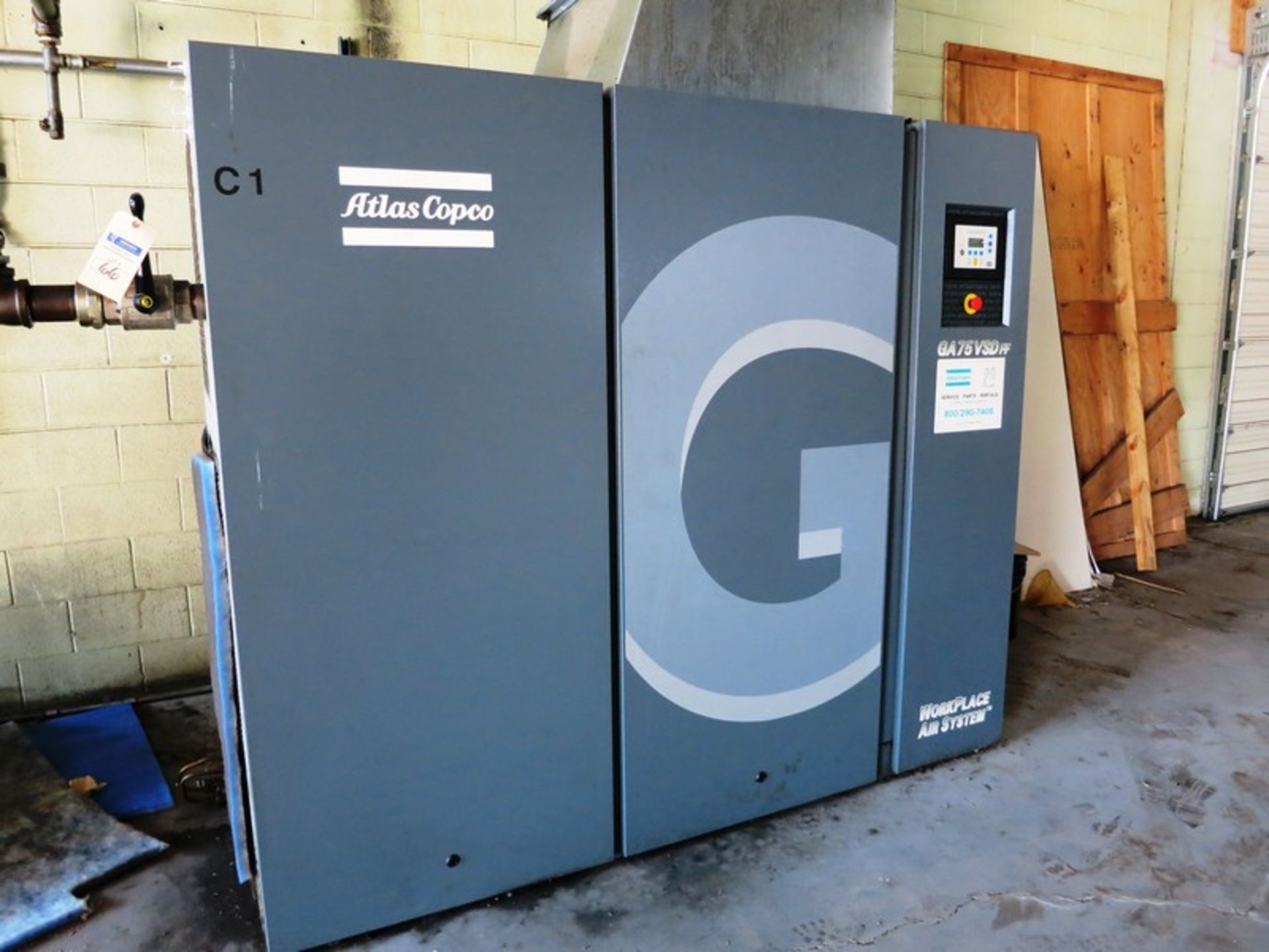 Atlas Copco GA75VSDFF Rotary Screw Air Compressor S/N AP1652802