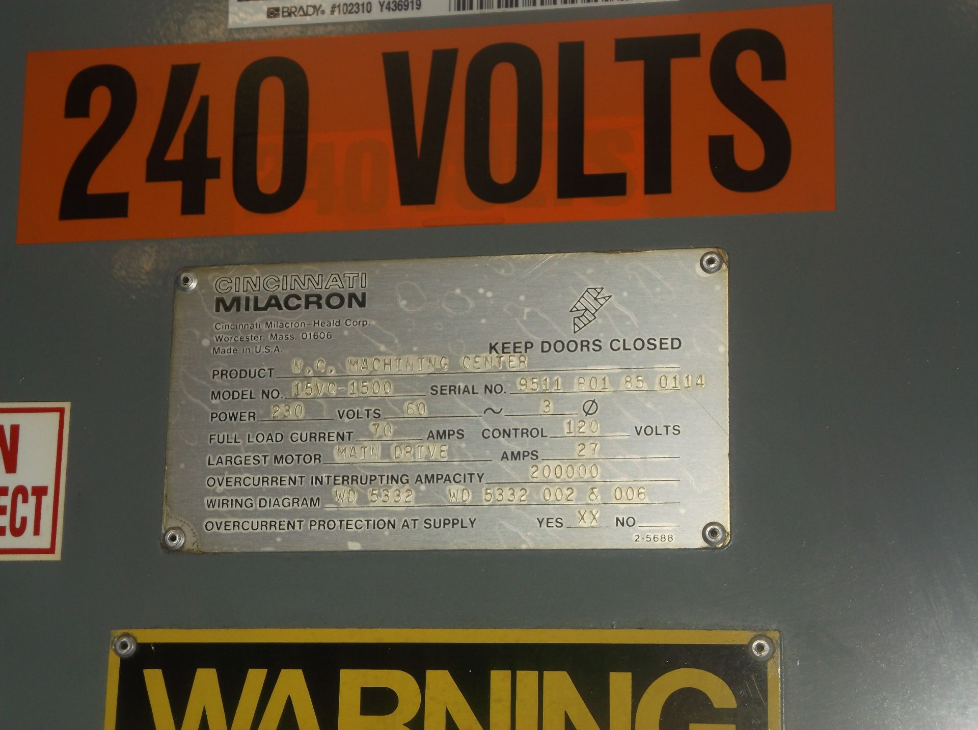 Cincinnati Milacron 15VC-1500 CNC Vertical Machining Center - Image 10 of 11