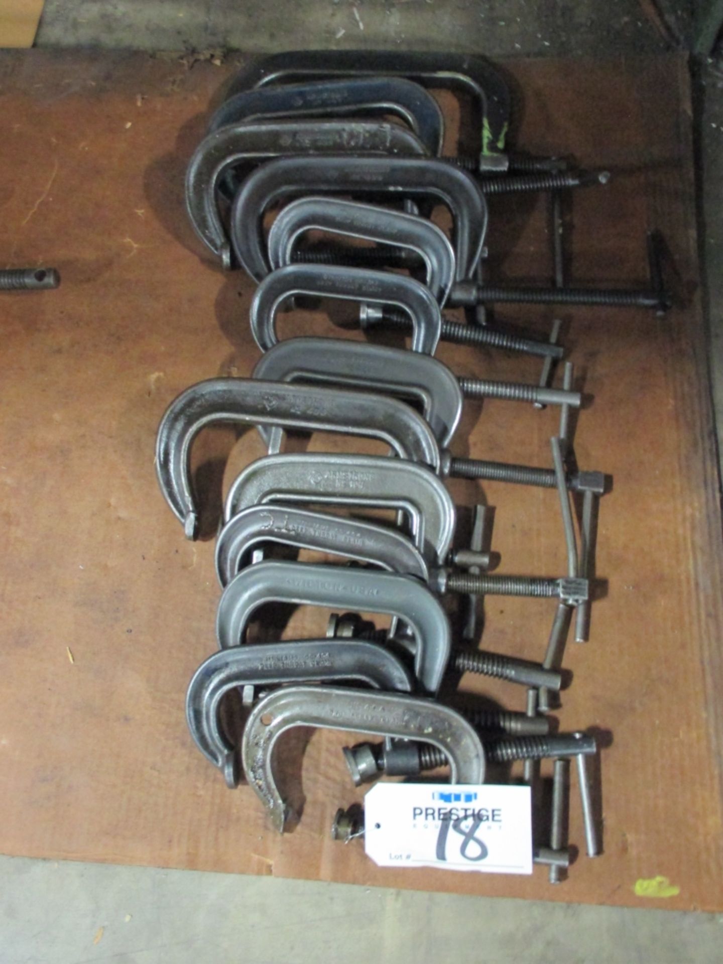 (13) MISC. 5"-8" WILTON AND ARMSTRONG C-CLAMPS, (13) HEAVY DUTY DROPPED FORGED