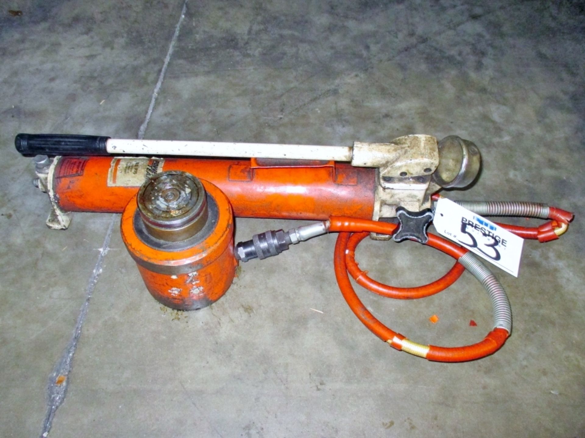 POWERTEAM MODEL P75 HYDRAULIC POWER UNIT,TWO SPEED HAND PUMP WITH RAM