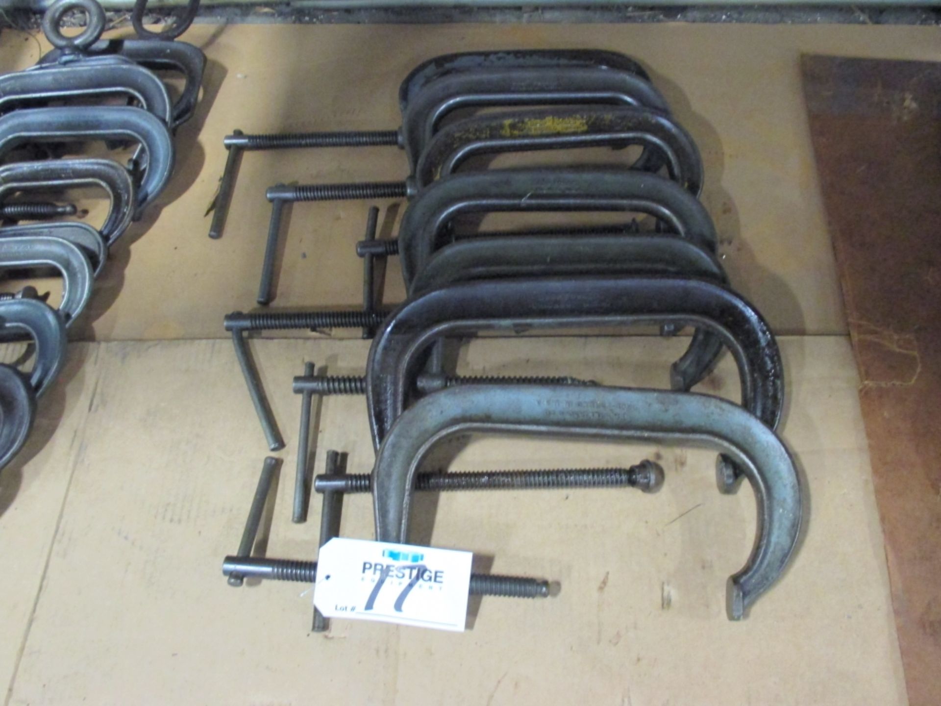 (7) MISC. 8"-10" ARMSTRONG AND WILLIAMS C-CLAMPS, HEAVY DUTY DROPPED FORGED