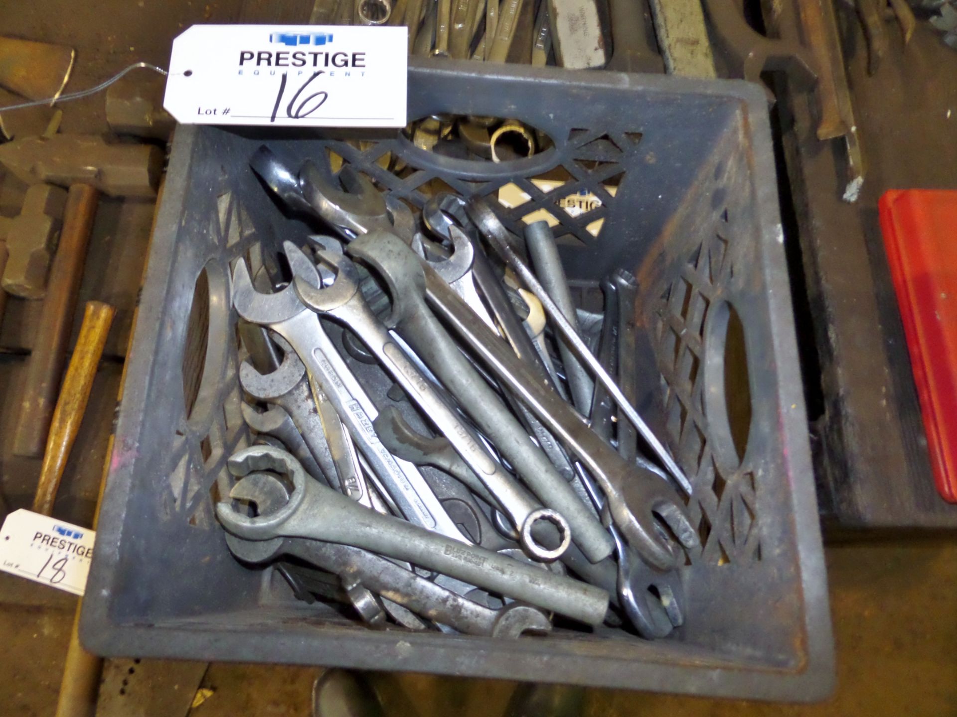 CRATE OF ASSORTED METRIC AND STANDARD WRENCHES