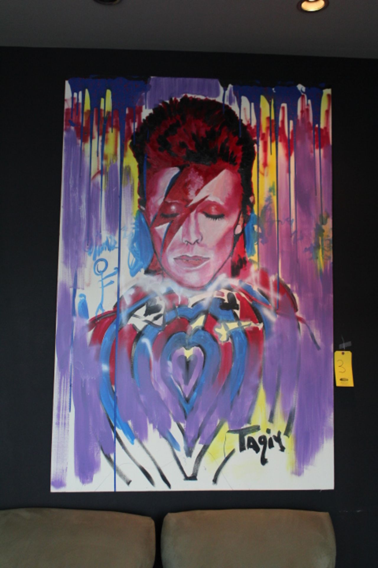 4' X 6' DAVID BOWIE OIL PAINTING SIGNED IVBEN TAQIY