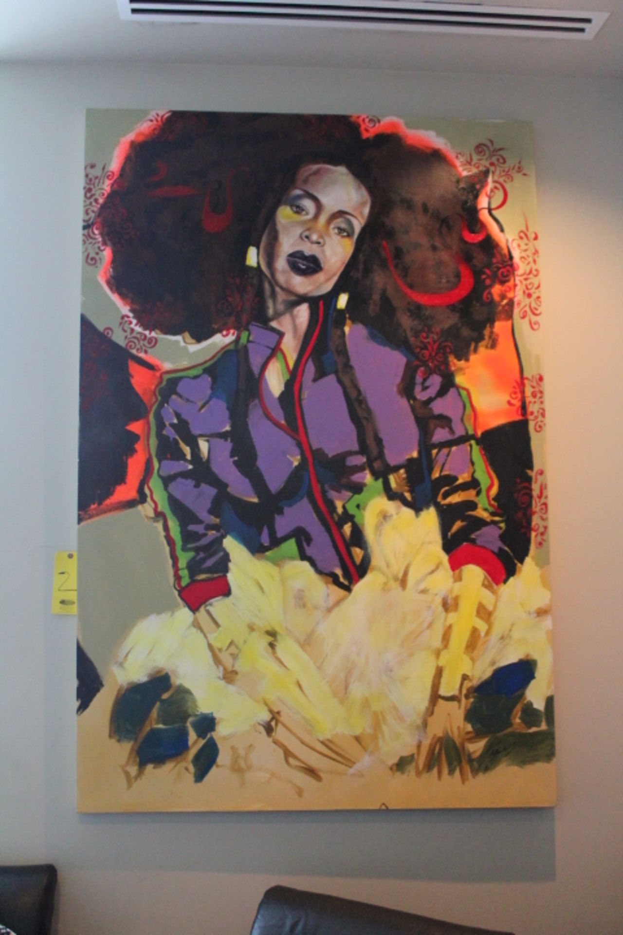 4' X 6' ERYKAH BADU OIL PAINTING SIGNED IVBEN TAQIY