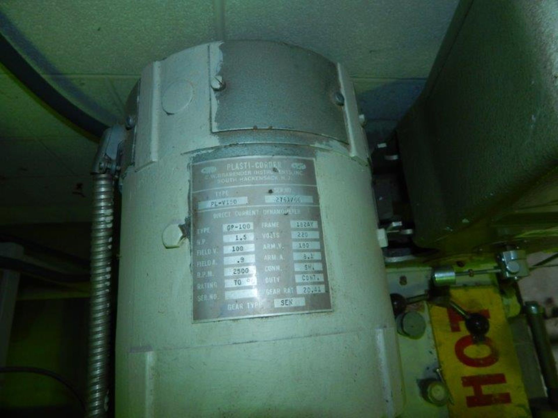 (1) USED BRABENDER LAB EXTRUDER, MODEL EX-100-EH, S/N 325-66, 1.5 HP MOTOR, 220 VOLT, - Image 9 of 9