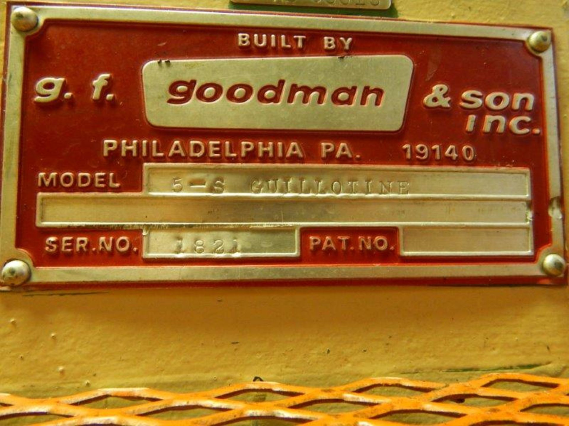 (1) USED GOODMAN GUILLOTINE, MODEL 5-5, S/N 1821, 10" HIGH X 24" WIDE. - Image 2 of 5