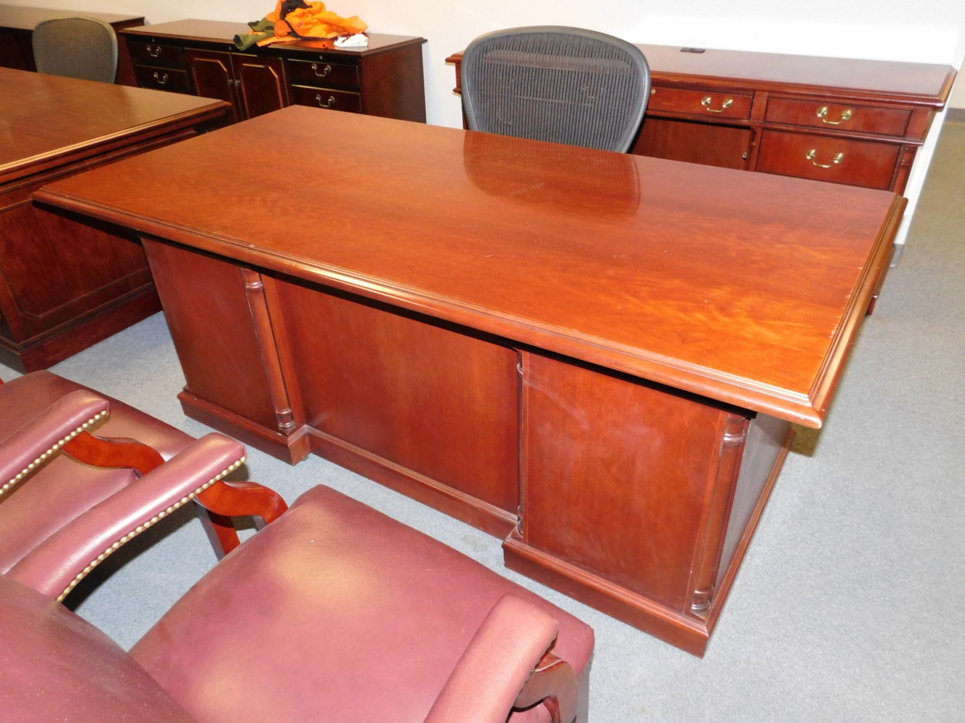 OFS (OFFICE FURNITURE SUITES) CHERRY/MAHOGANY TRADITONAL 36"  X 72" DOUBLE PEDESTAL  EXECUTIVE DESK,