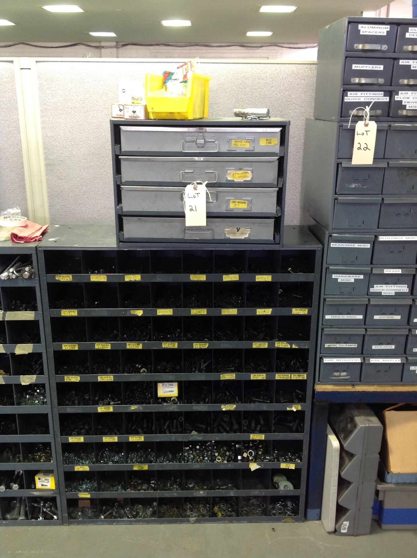 Lot of Misc Screws, Bolts, Washers with Shelving