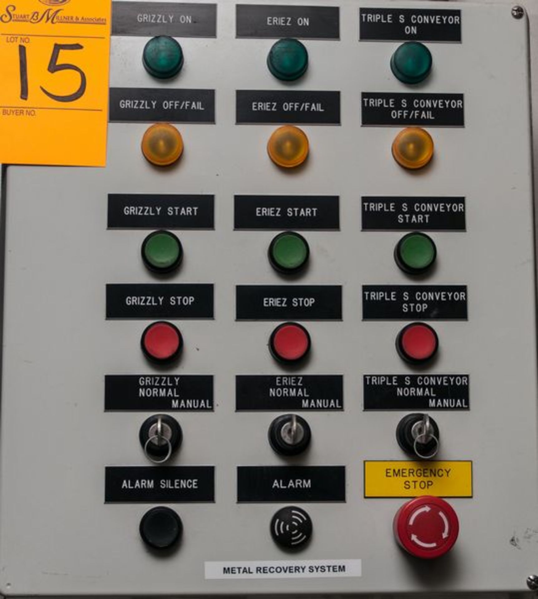 METAL RECOVERY SYSTEM CONTROL PANEL (L-531)