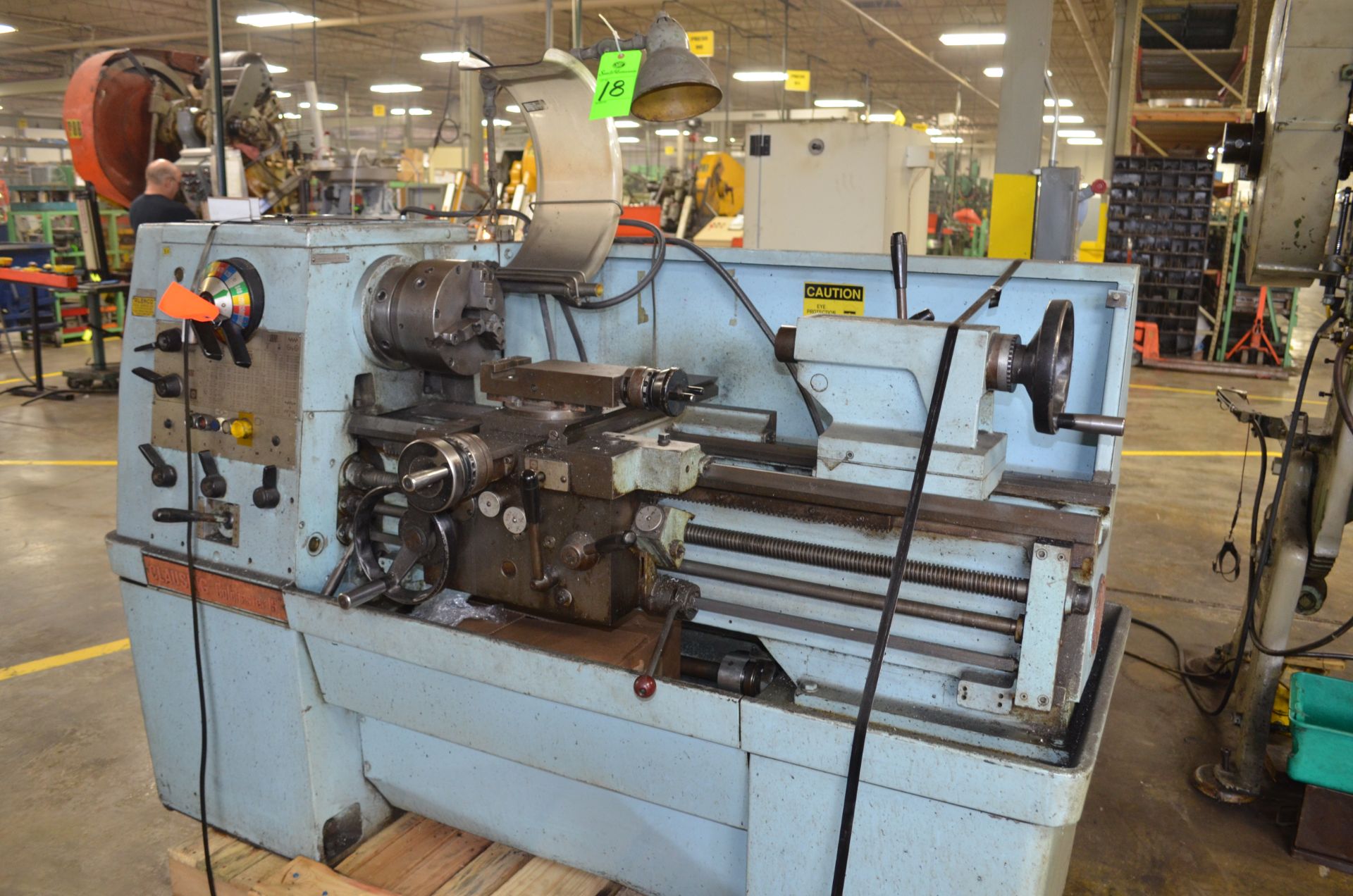 Clausing Colchester 15" swing X 34"cc engine lathe, 8" 3-jaw chuck, 2" hole through spindle, chip