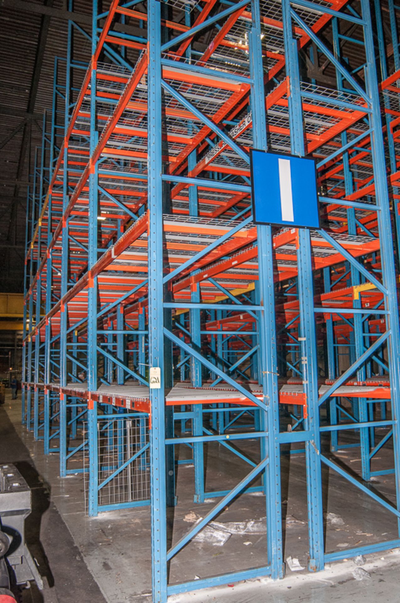 12)Sections of pallet racking, 14 uprights 30'x 44", 96 load beams 100" w/wire decking