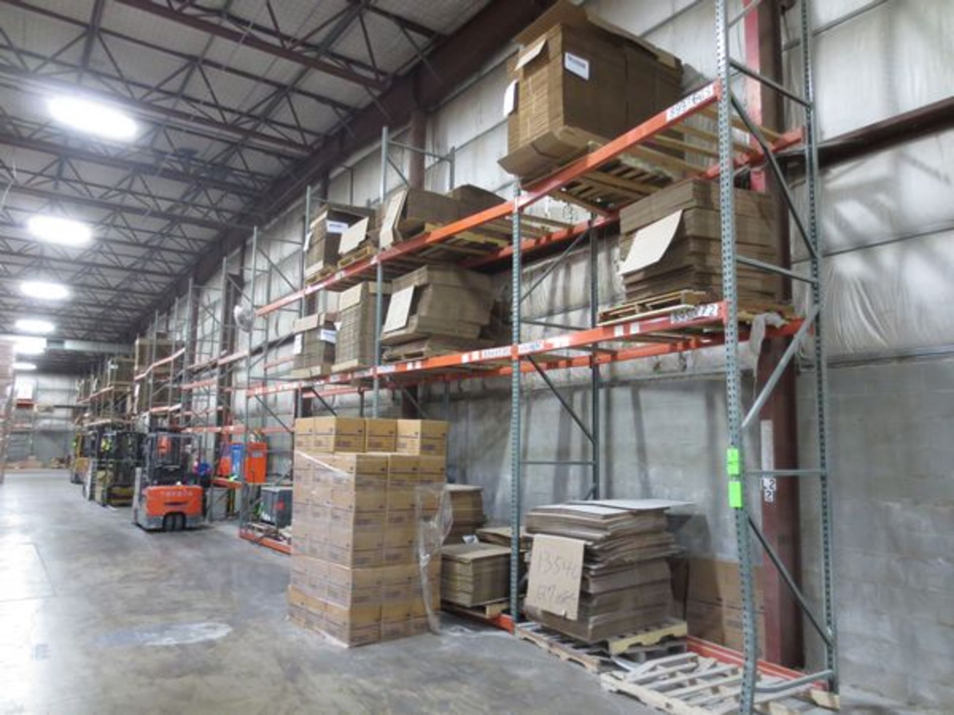 Interlake pallet racking with 44'' X 20' tall uprights, 8' 3'' cross beams/ten sections