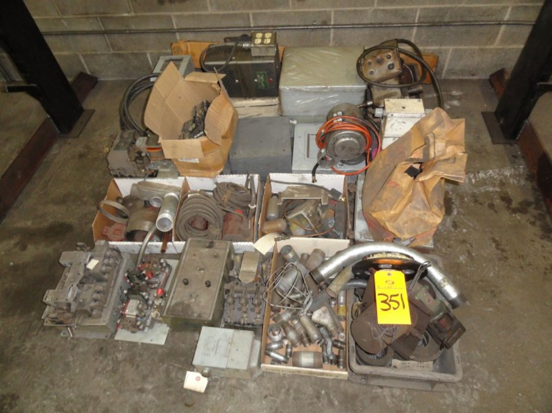 Assorted electrical, relays, electrical boxes, breakers, Bridgeport power feed, transformer