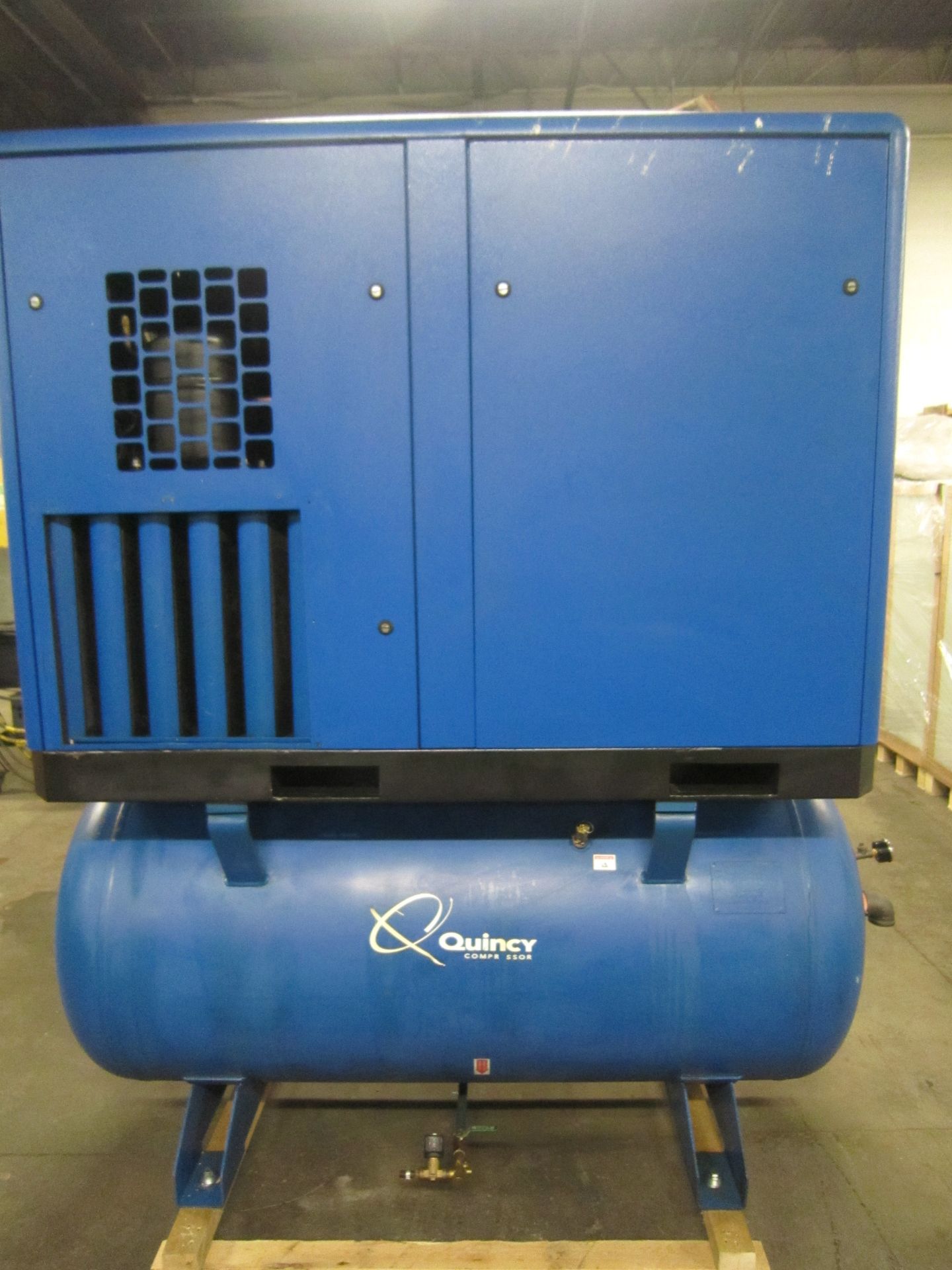 2006 Quincy 30HP Rotary Screw Air Compressor - 3 phase with horizontal pressurized tank