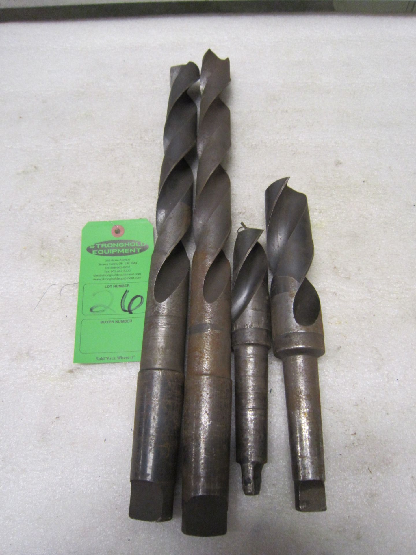 Lot of 4 (4 units) Large Taper Shank Drill bits