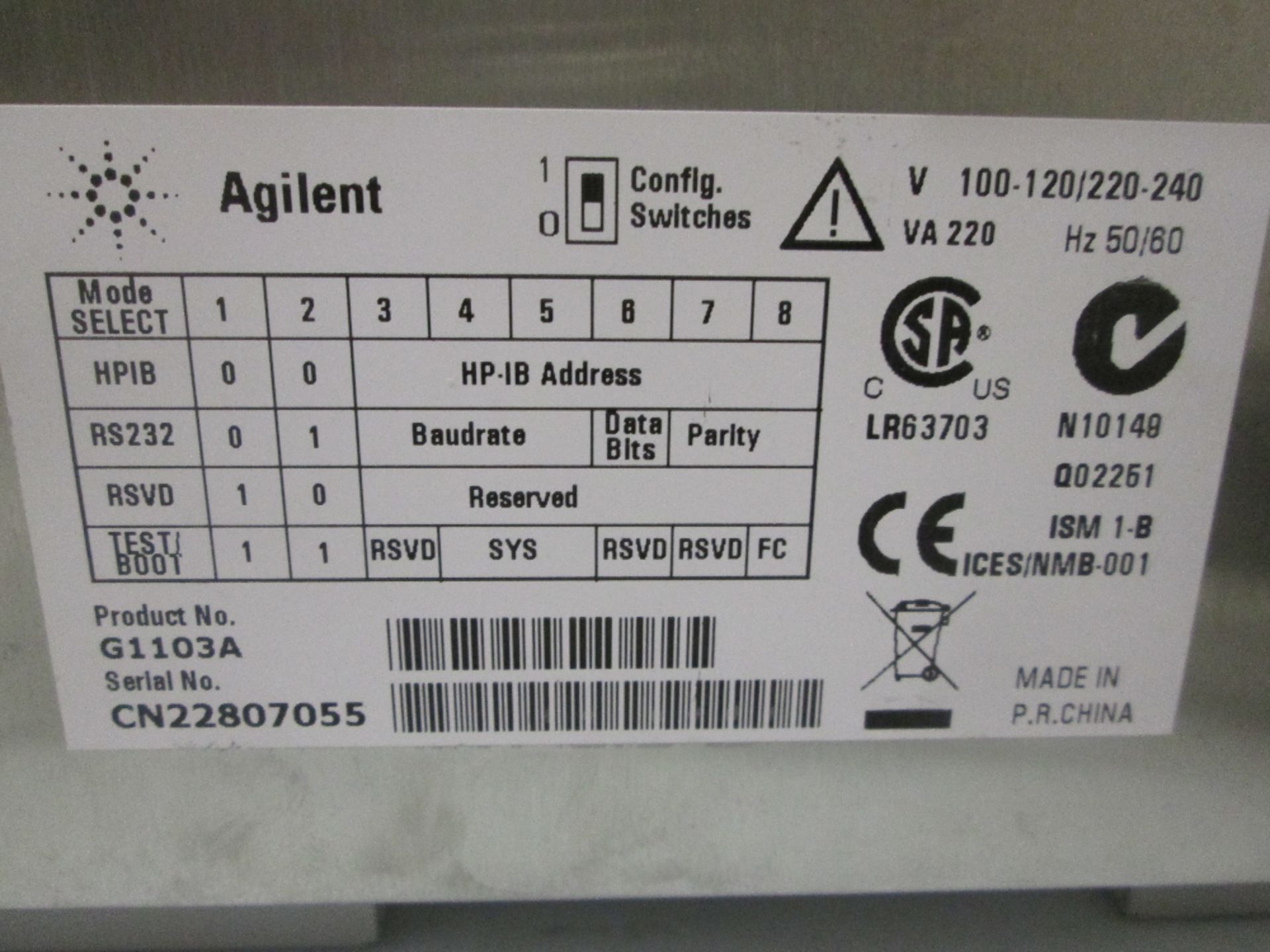 Agilent 8453 UV/Vis Spectrophotometer - Image 3 of 3