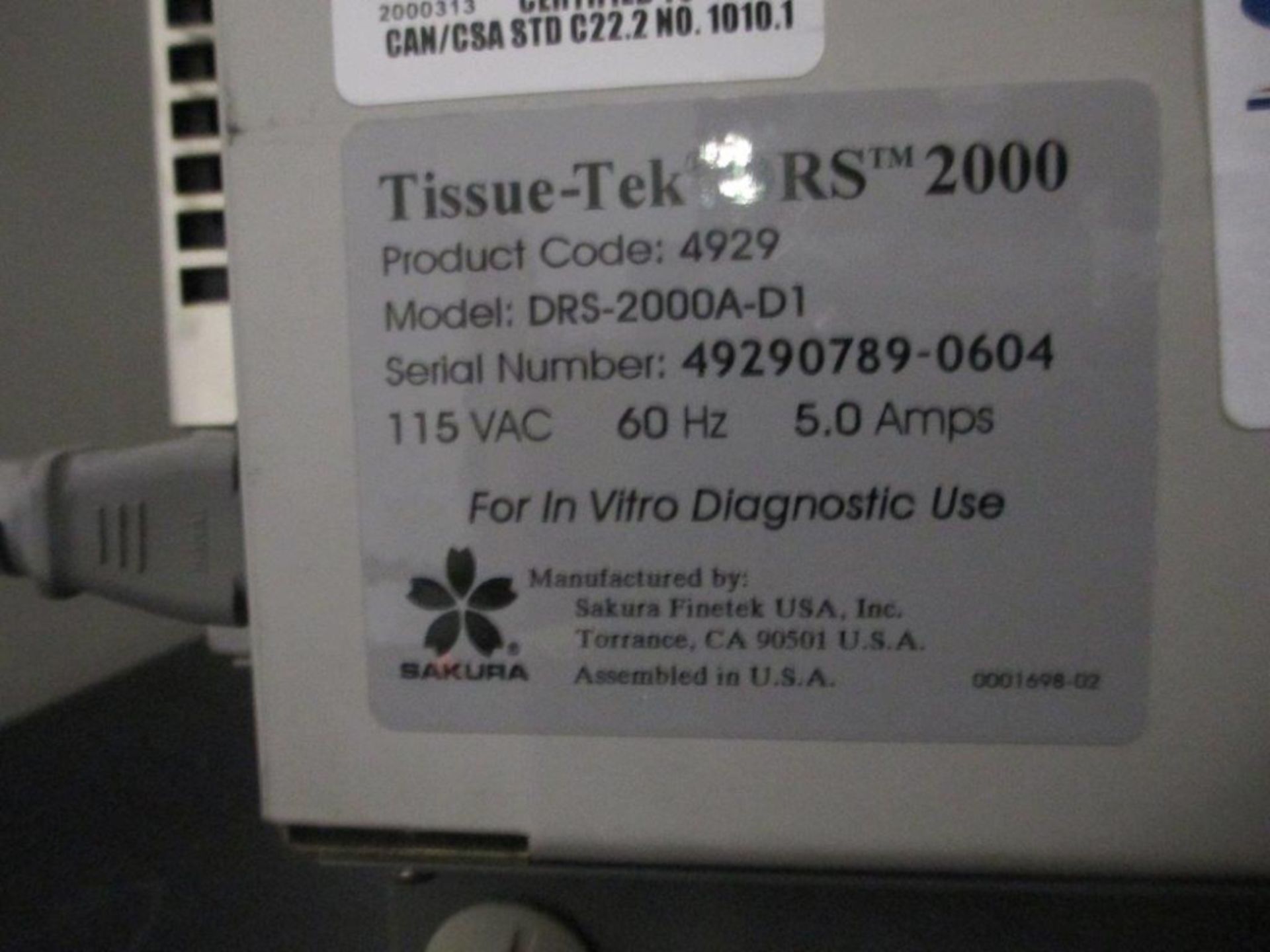 Sakura Tissue Tek DRS 2000 Slide Stainer - Image 5 of 5