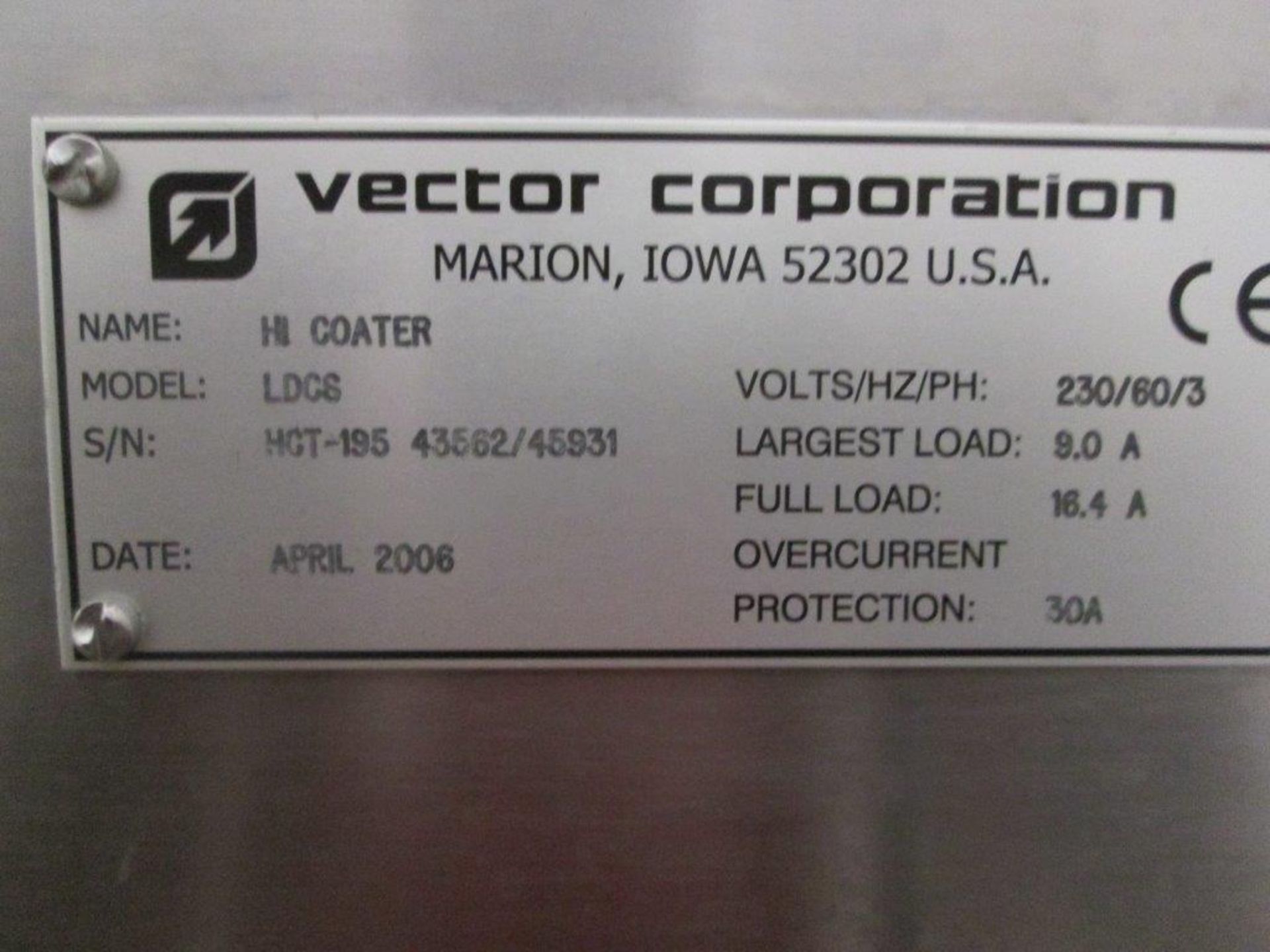 Vector LDCS Lab Hi Coater - Image 8 of 9