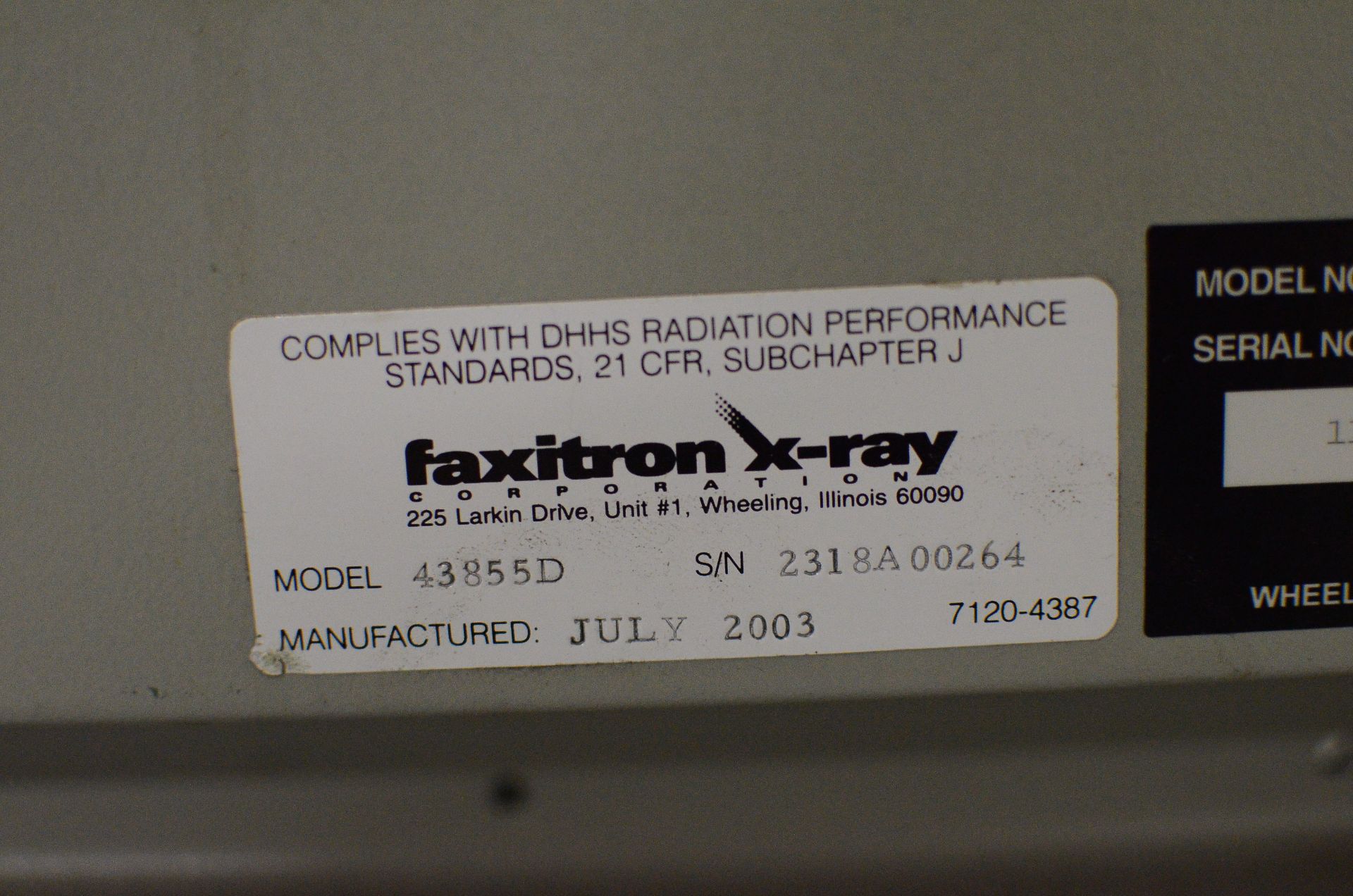 Faxitron X-Ray: Cabinet X-Ray System , Model: 43855D , S/N: 2318A00264 , YOM: 7/2003 - Image 3 of 4