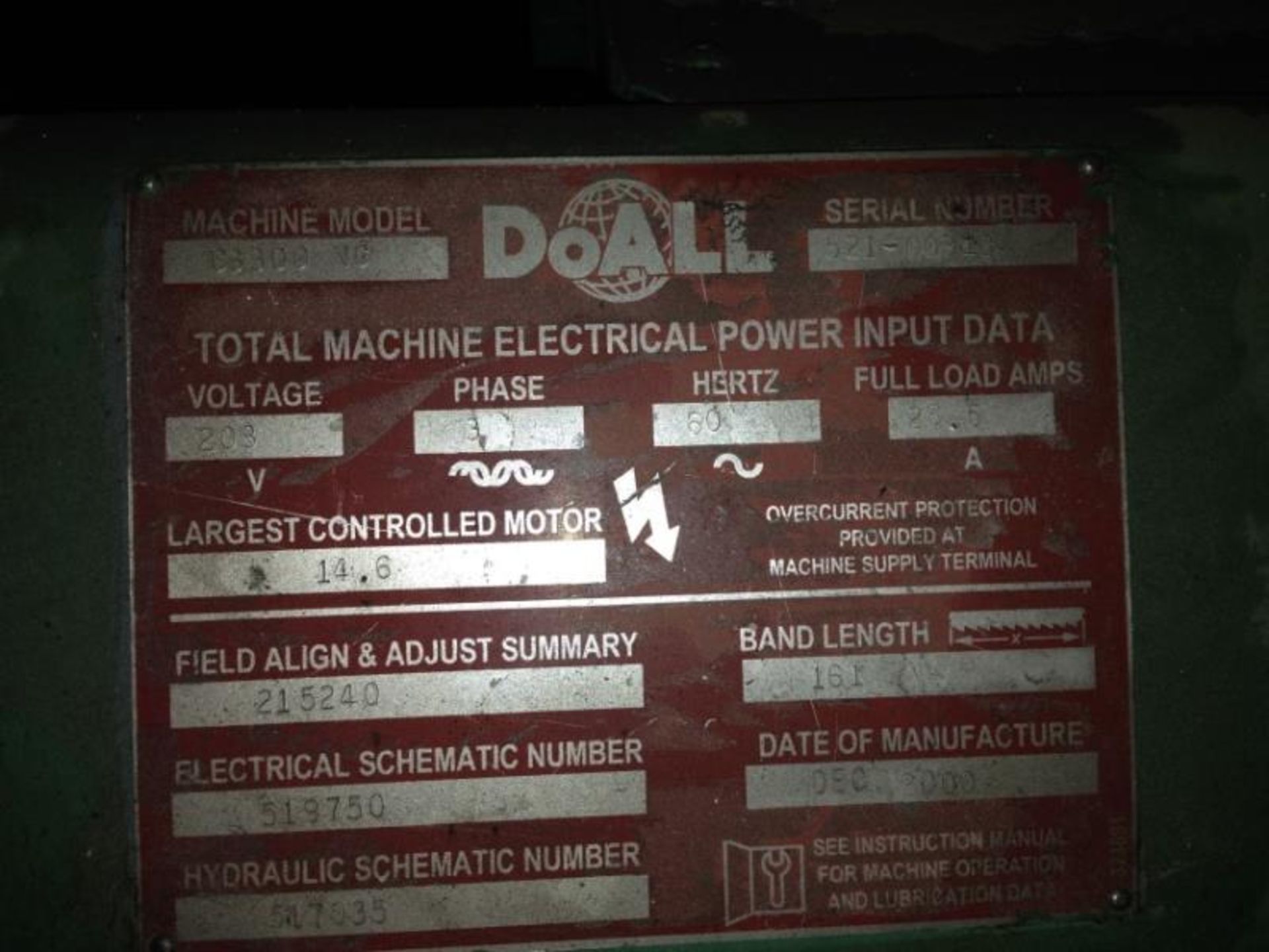 (New 2000) DO-ALL # C-3300NC Horizontal Band Saw - Image 3 of 5