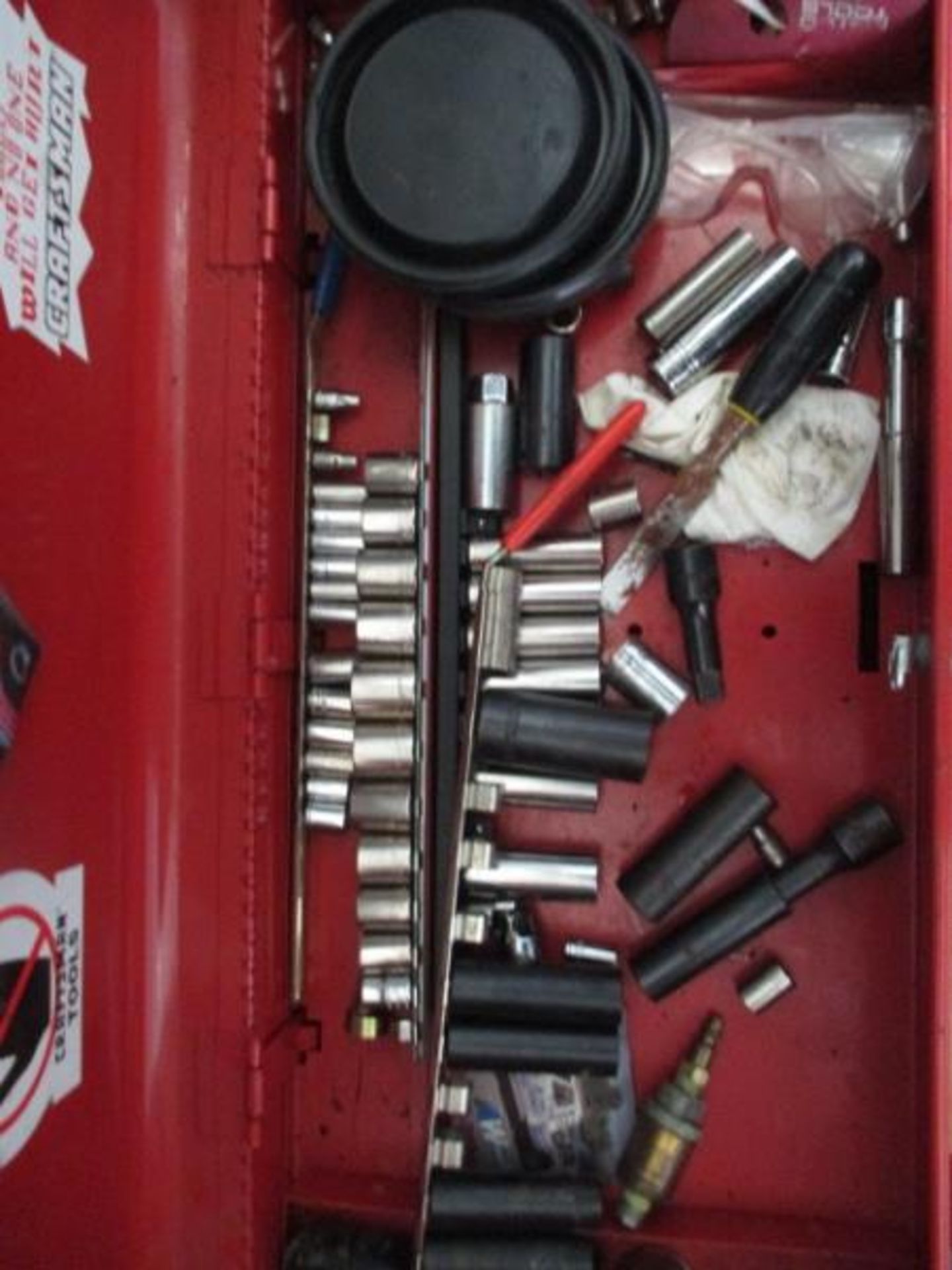 Craftsman Tool Box, Red, 2 Section, 11 Drawer, 1 Lift Top Cover w/ Assorted Tools Including: - Image 2 of 11