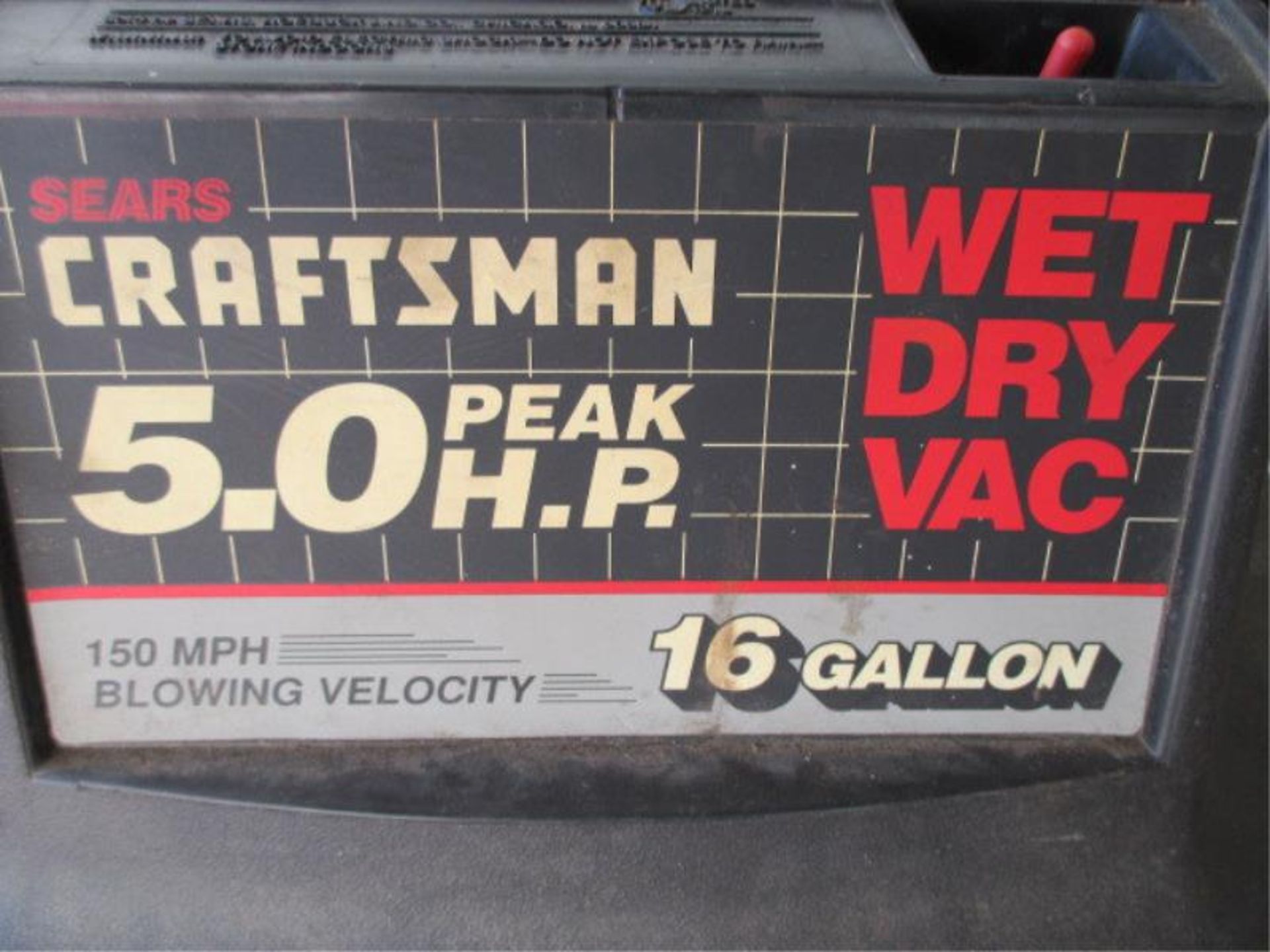 Crafsman Wet / Dry Vac, 18 Gallon, 5.0 Peak HP, 150 Blower MPH, Black, No Hose 150 Blower MPH, - Image 3 of 11